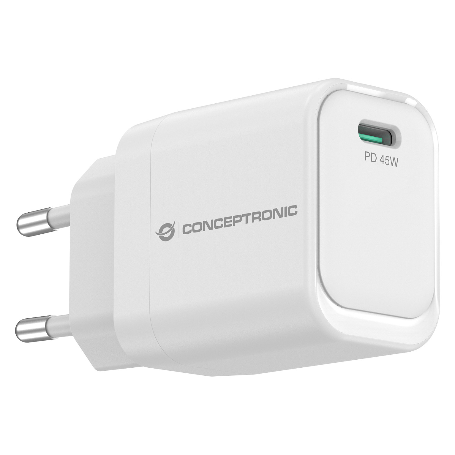 Zidni punjač CONCEPTRONIC CILLA03W 45W GaN USB-C PD 3.0 bijela boja-1