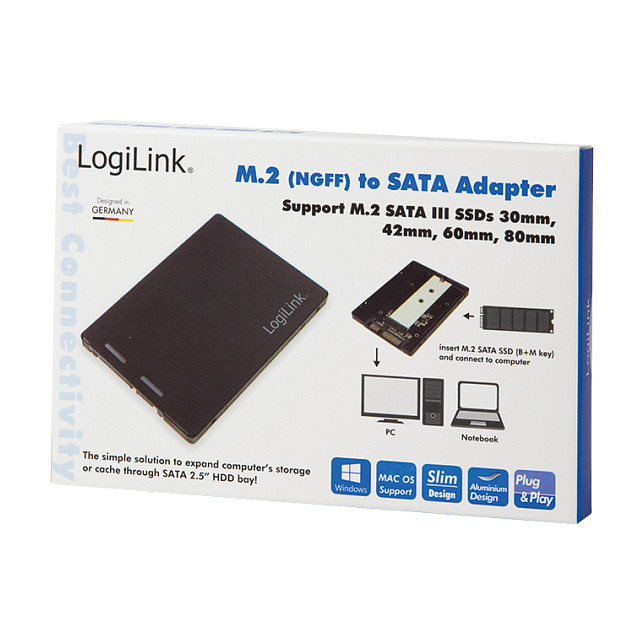 Adapter LOGILINK M.2 NGFF SSD na 2.5" SATA III, 7mm - AU0028-4