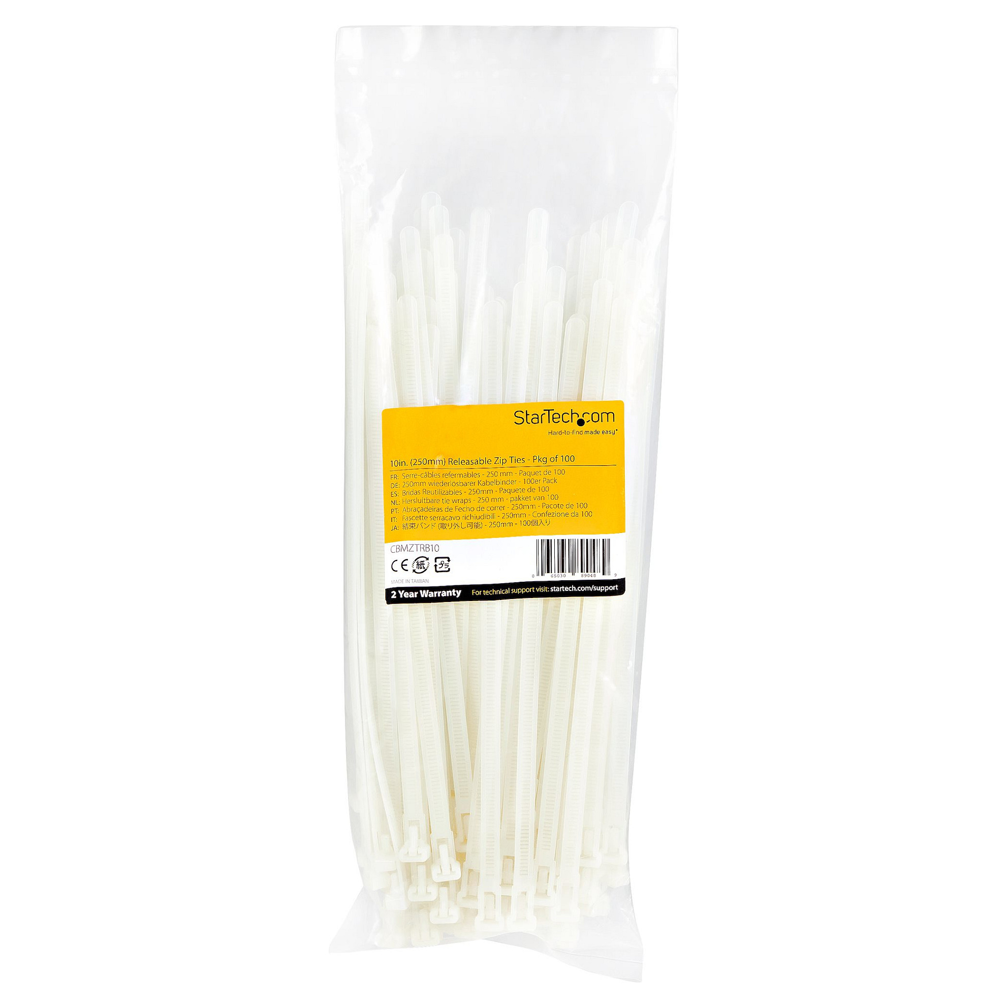 STARTECH.COM Kabelbinder - 254x7mm wiederverwendbar lsbare Nylonbinder Innen- und Aussenbereich 94V-2/UL weiss 100 Stck-5
