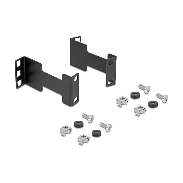 Delock Server Rack Tiefenerweiterung Adapter Montagekit zur VerlÃ¤ngerung der Montagetiefe bis 10 cm 1 HE schwarz-0