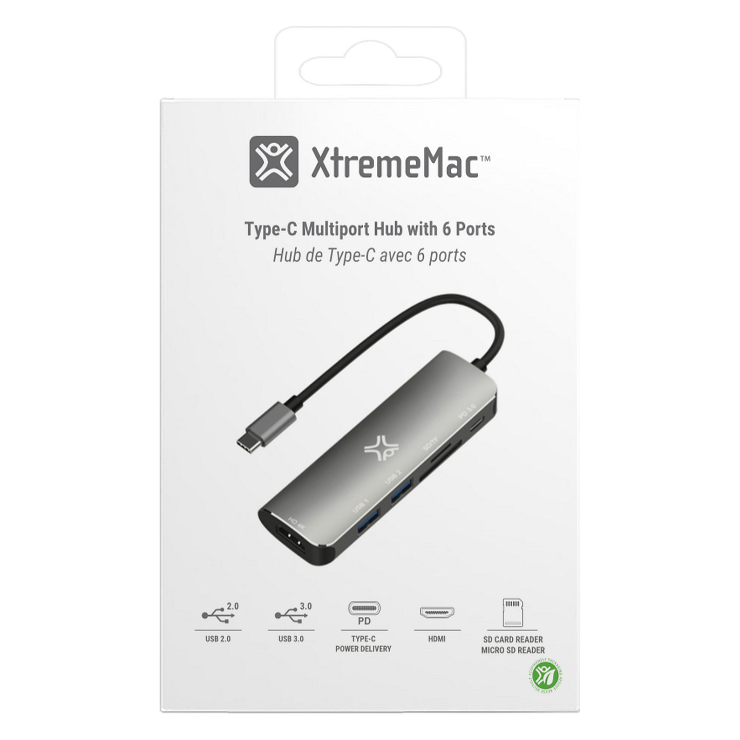 USB-C Hub XTREMEMAC Type-C Multiport 6-u-1 (HDMI 4K, PD 100W)-6