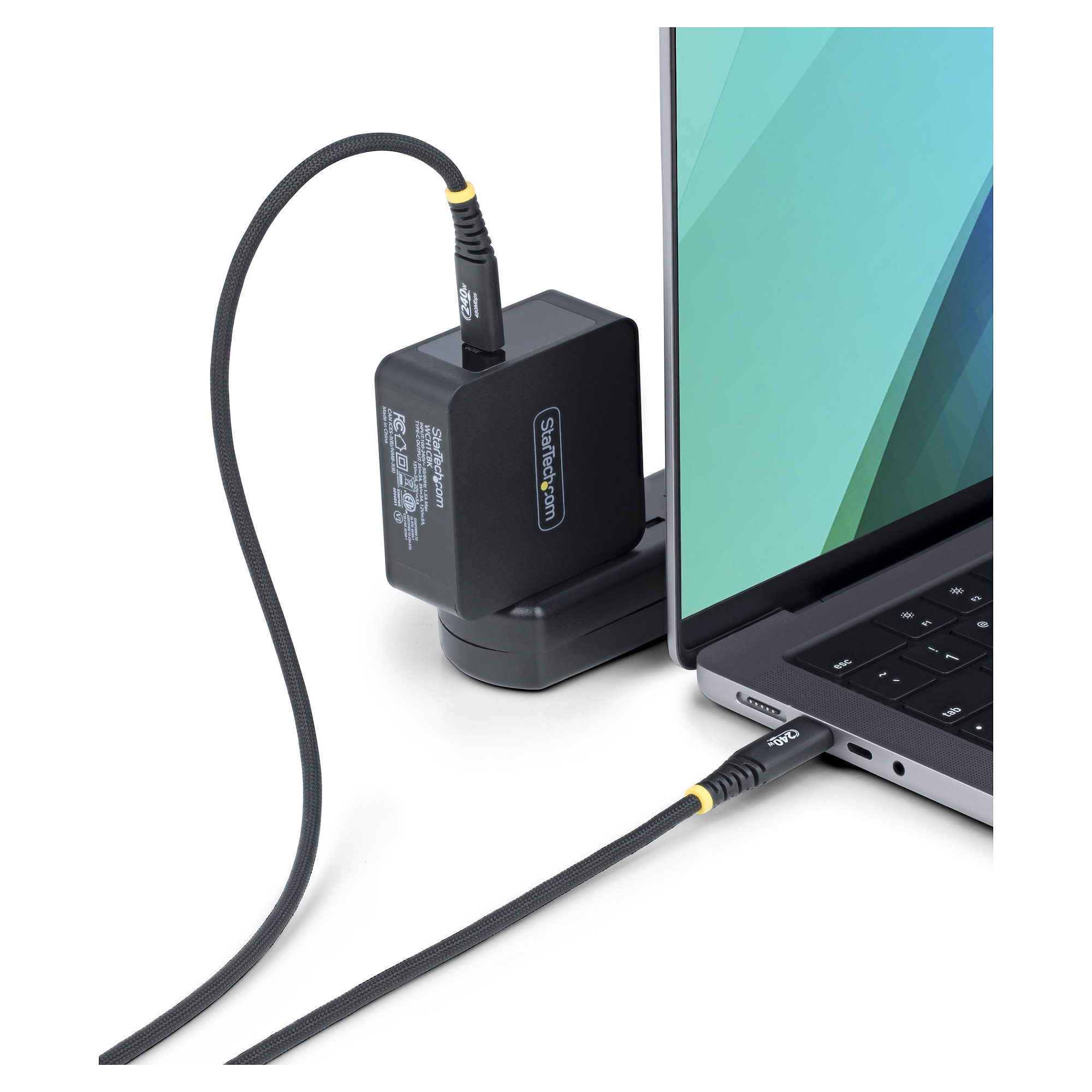 STARTECH.COM 2m USB-C-Ladekabel 240W 5A PD EPR Schnellladekabel Laptop-Ladekabel Nylon Geflochten USB-IF zertifiziert-4