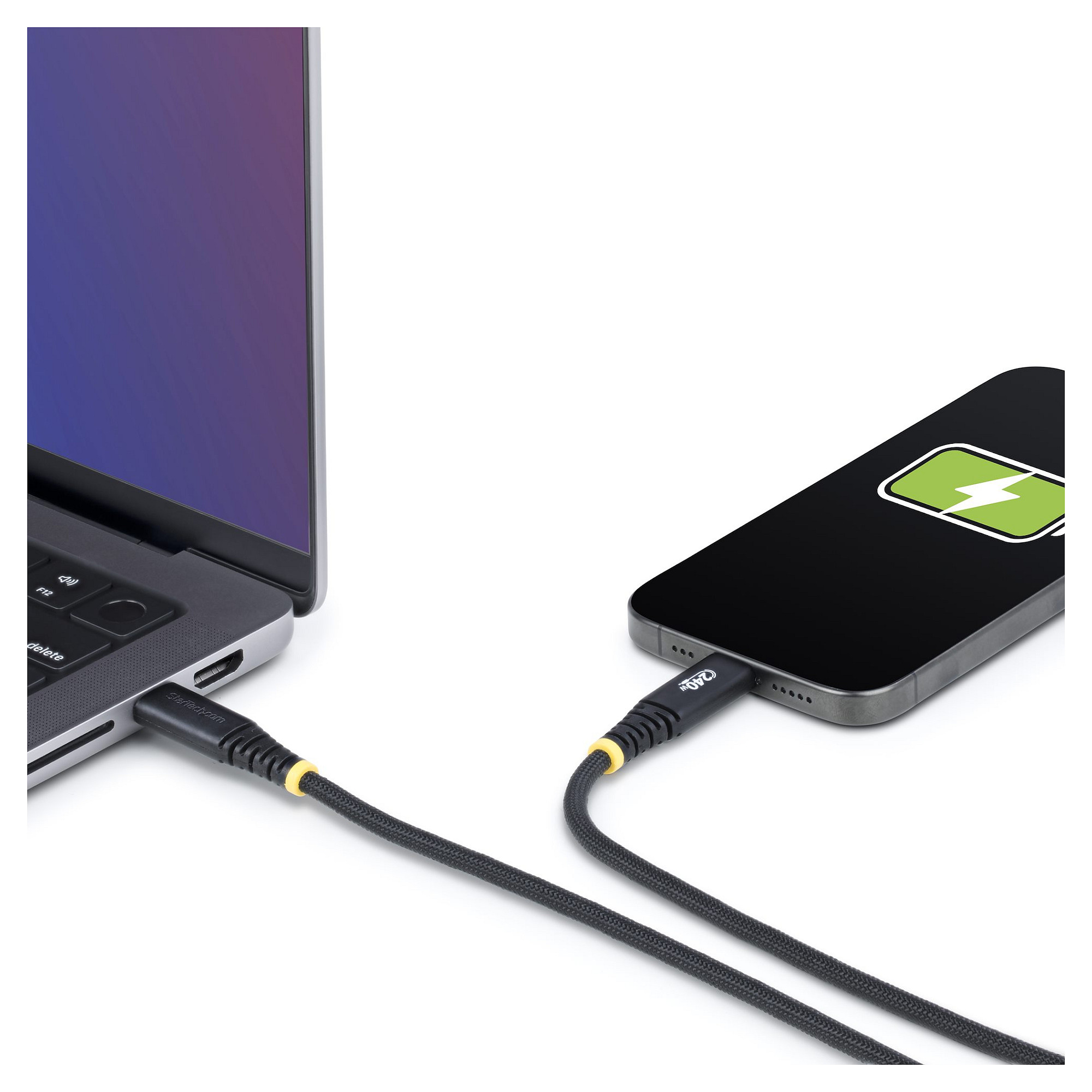 STARTECH.COM 2m USB-C-Ladekabel 240W 5A PD EPR Schnellladekabel Laptop-Ladekabel Nylon Geflochten USB-IF zertifiziert-5