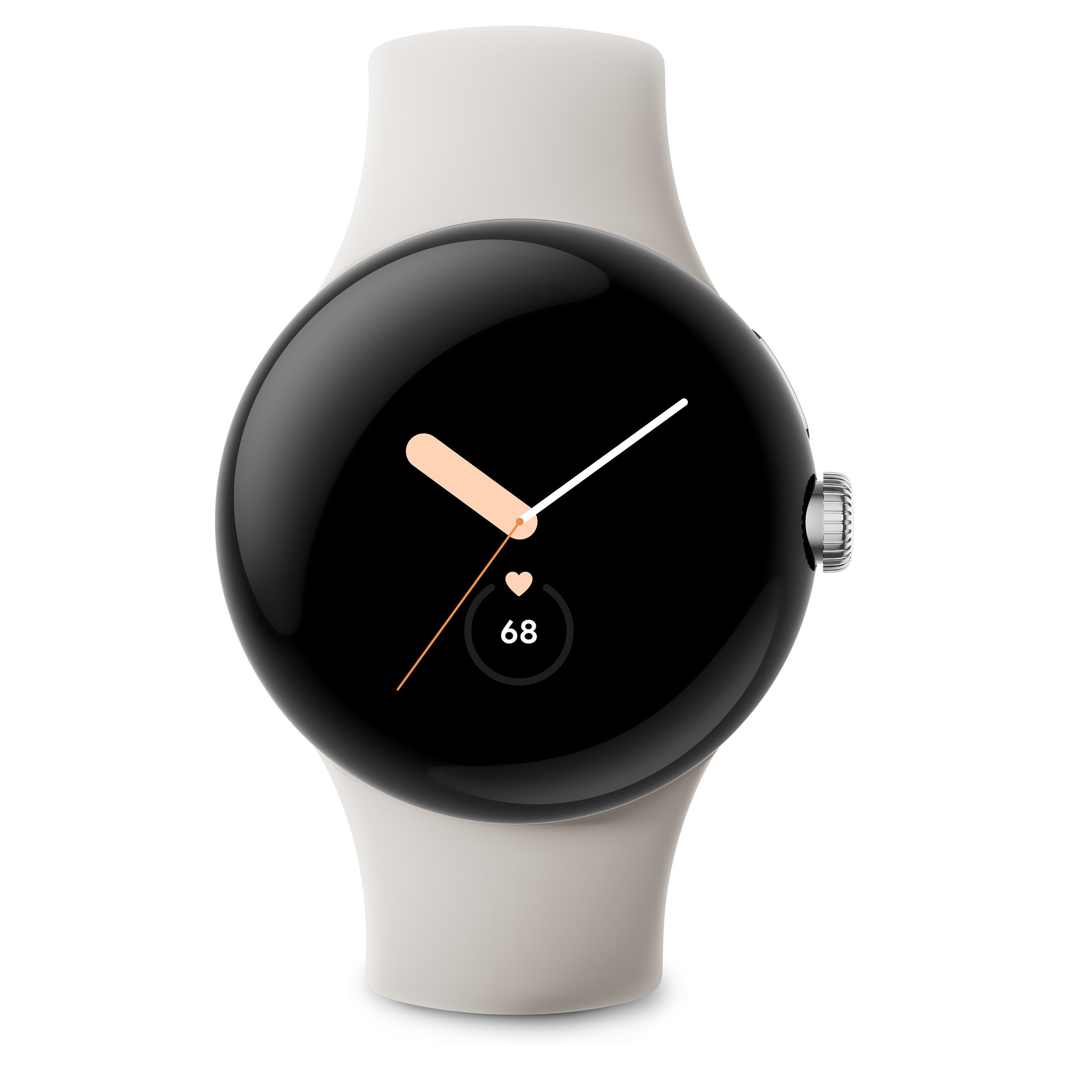 Google Pixel Watch polished silver stainless steel 41mm chalk active band DE-1
