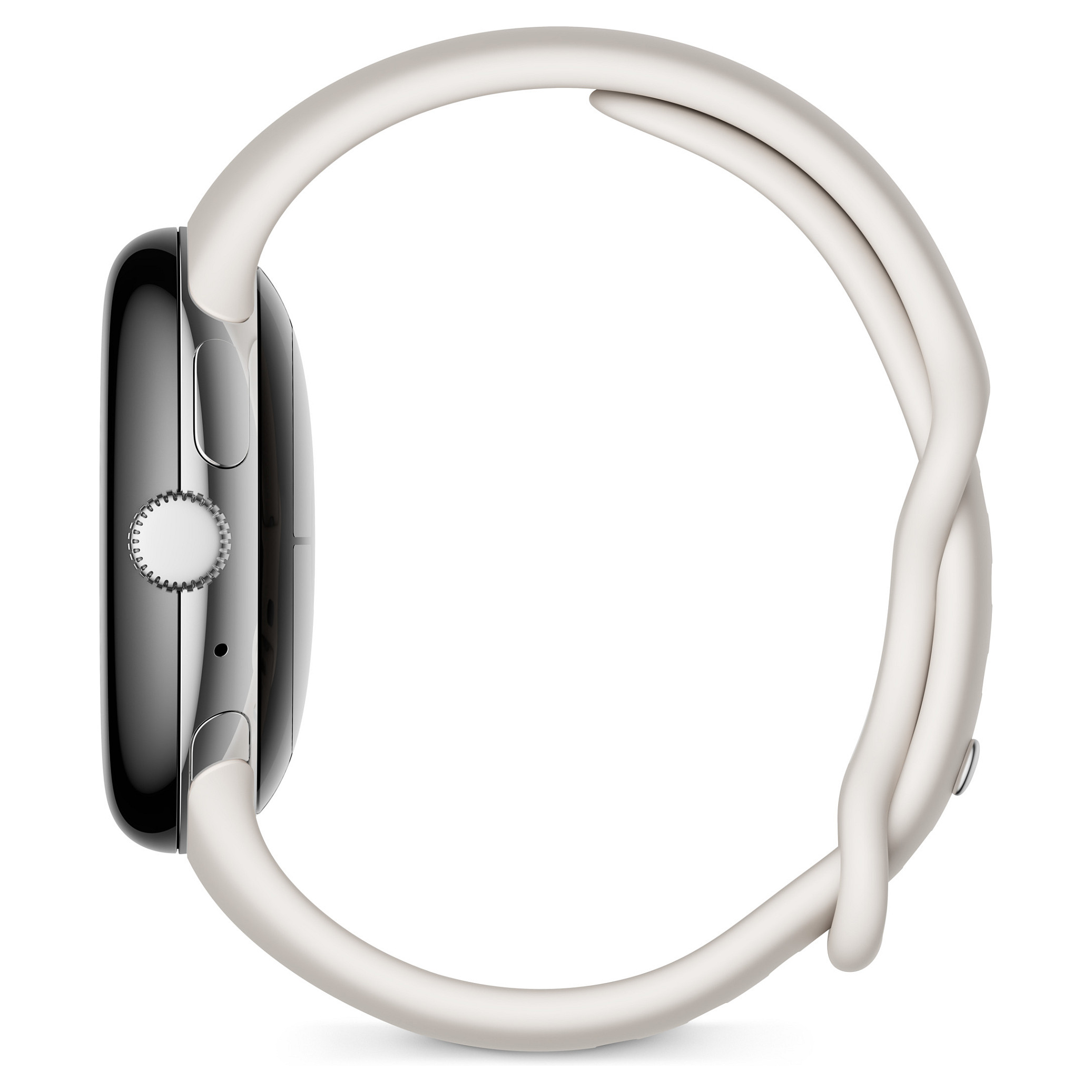 Google Pixel Watch polished silver stainless steel 41mm chalk active band DE-4