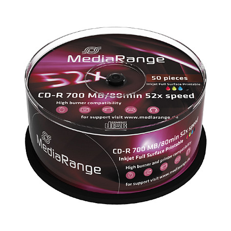CD-R mediji MEDIARANGE 700MB/80min 52x Printable (pakiranje 50 komada)-0