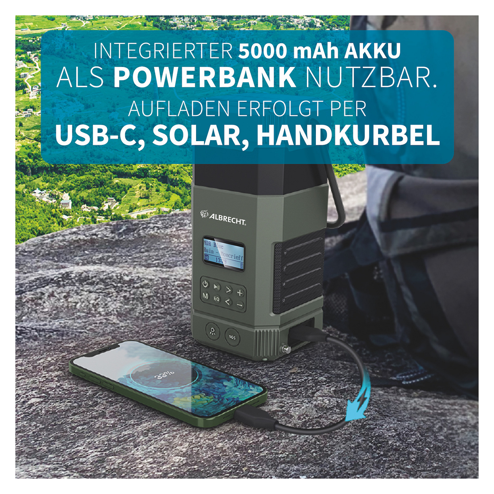 Albrecht DR 114 Outdoor Campingradio DAB+/UKW-3