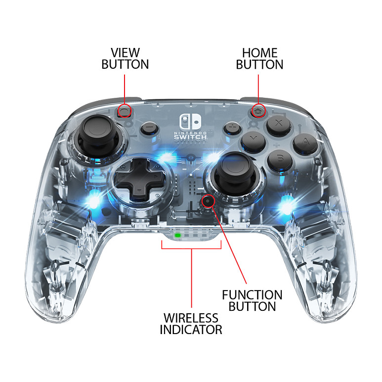 Bežični kontroler PDP Gaming Afterglow Wireless Deluxe za Nintendo Switch (prozirni)-6