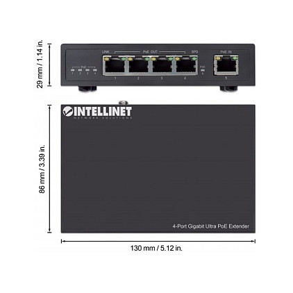 INTELLINET 4-Port Gigabit Ultra PoE Extender 90W (561617)-4