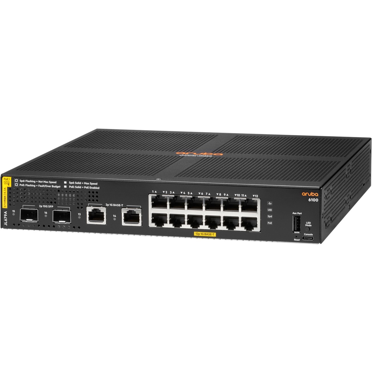 12+4P HP Enterprise Aruba 6100 12G + 2G/2SFP+ POE+ (139W) 2G/2SFP+ Switch RM M-1