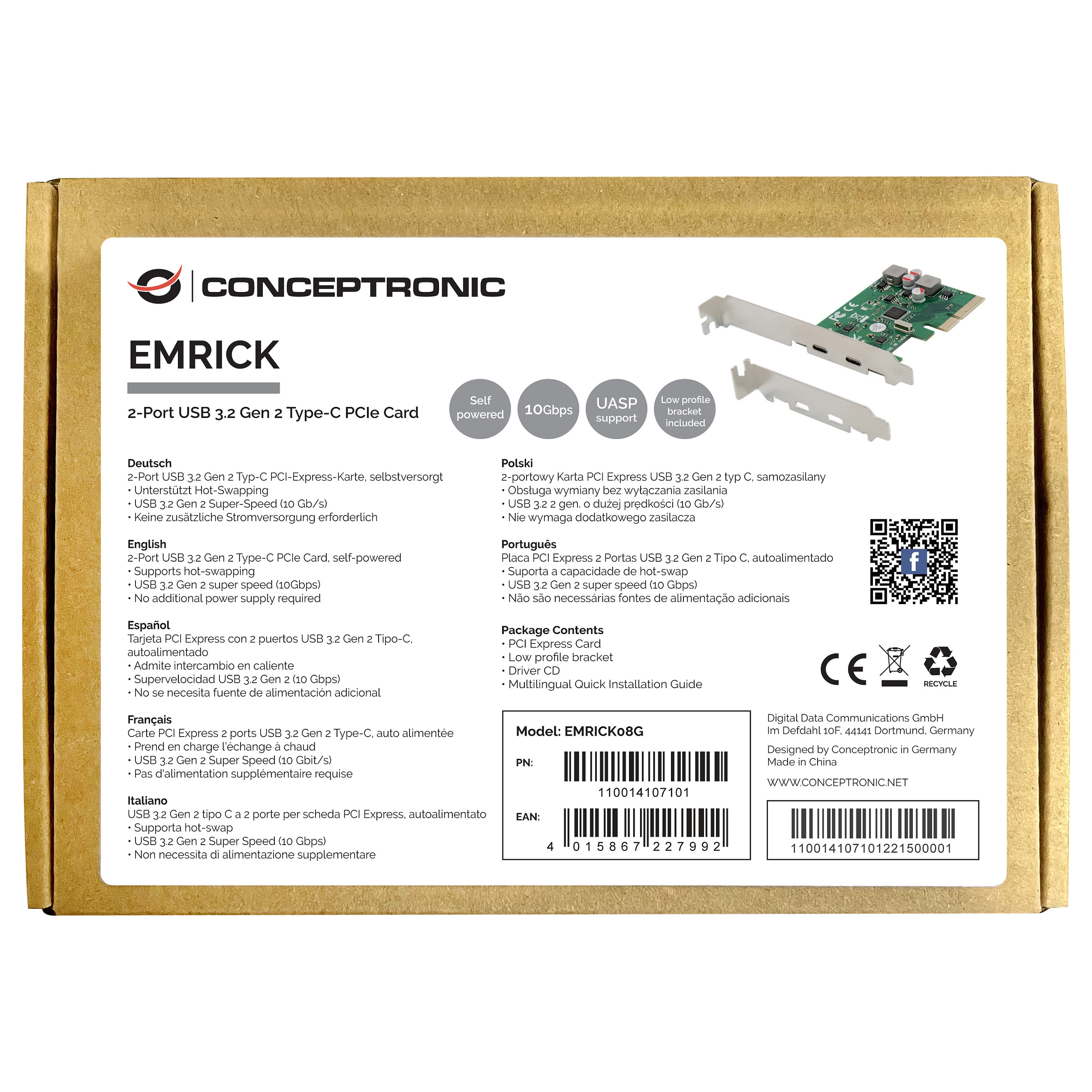 CONCEPTRONIC E105-006 PCIe kartica, 2x USB-C 3.2 Gen 2-1