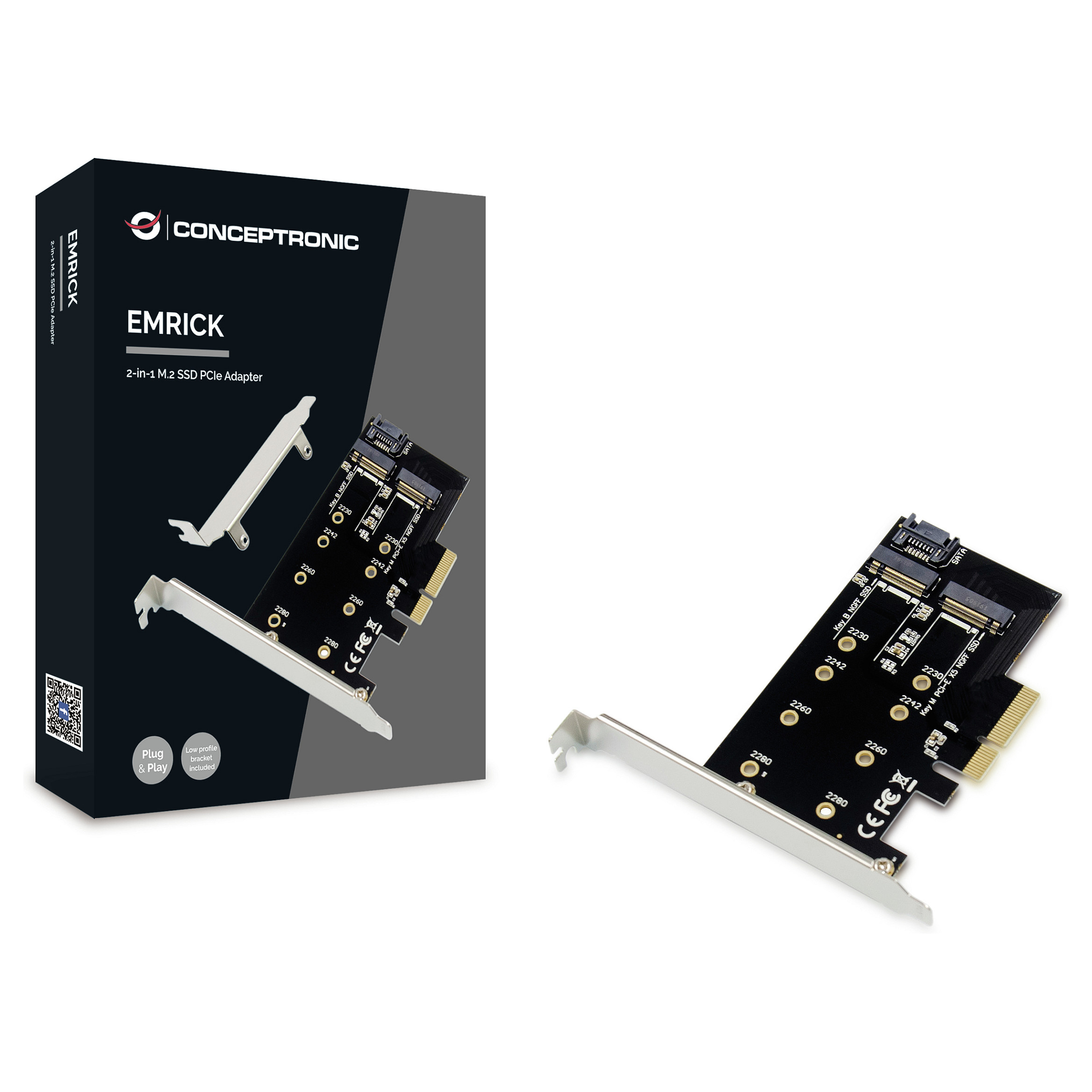 CONCEPTRONIC M.2 4xPCIe3.0 Card M.2 SATA/M.2 NVMe SSD-2