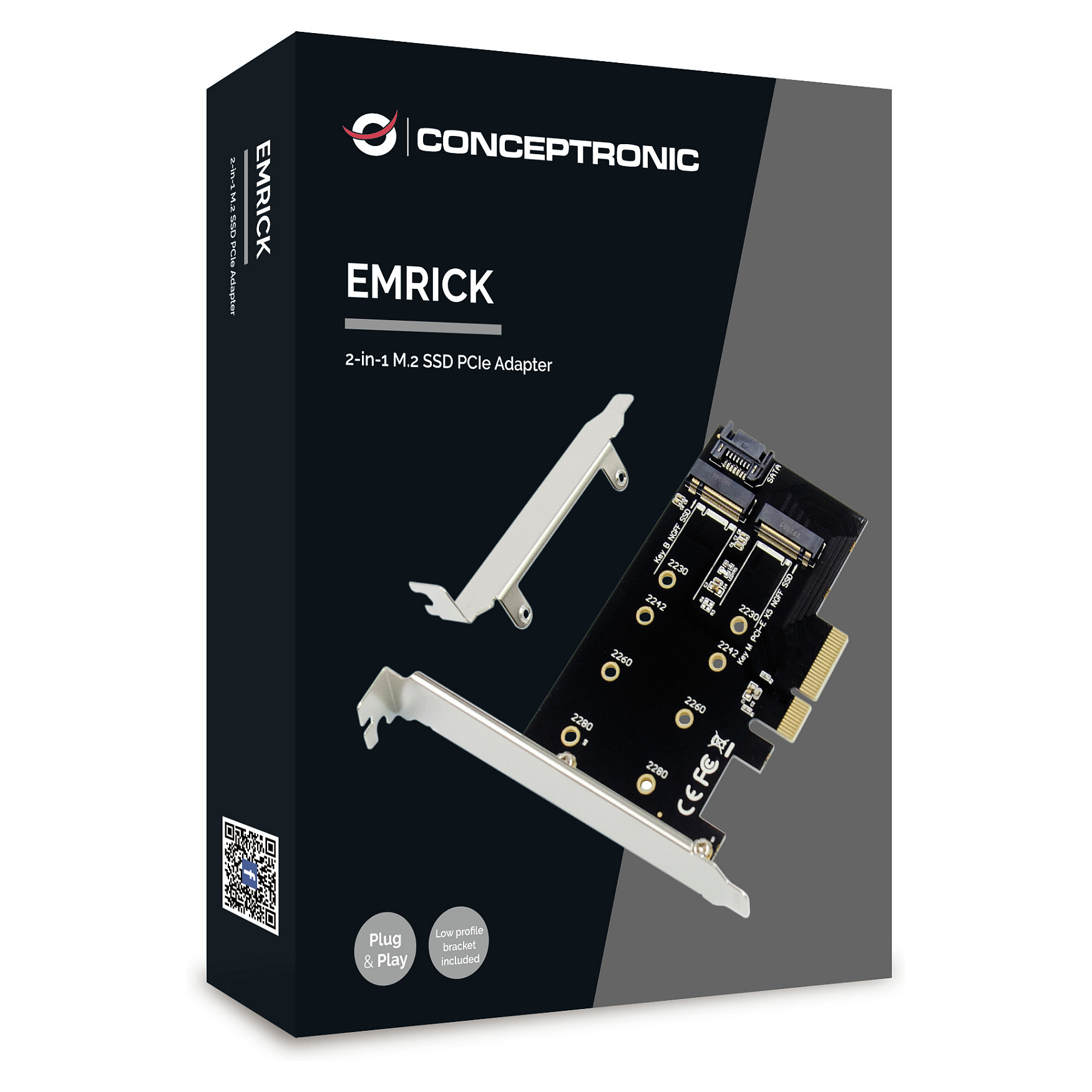 CONCEPTRONIC M.2 4xPCIe3.0 Card M.2 SATA/M.2 NVMe SSD-3