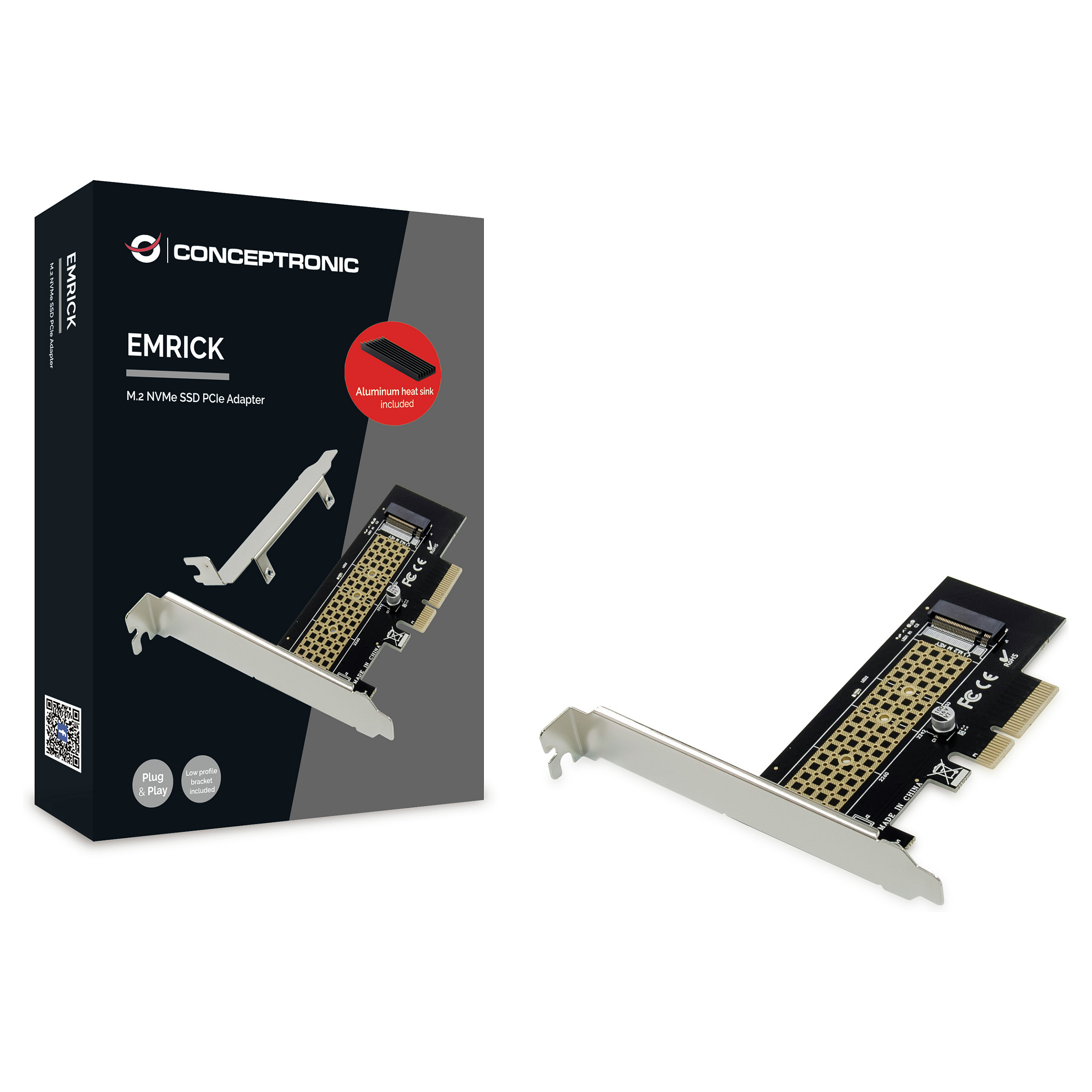 CONCEPTRONIC M.2 4xPCIe3.0 Card M.2 NVMe +KÃ¼hlkÃ¶rper-2