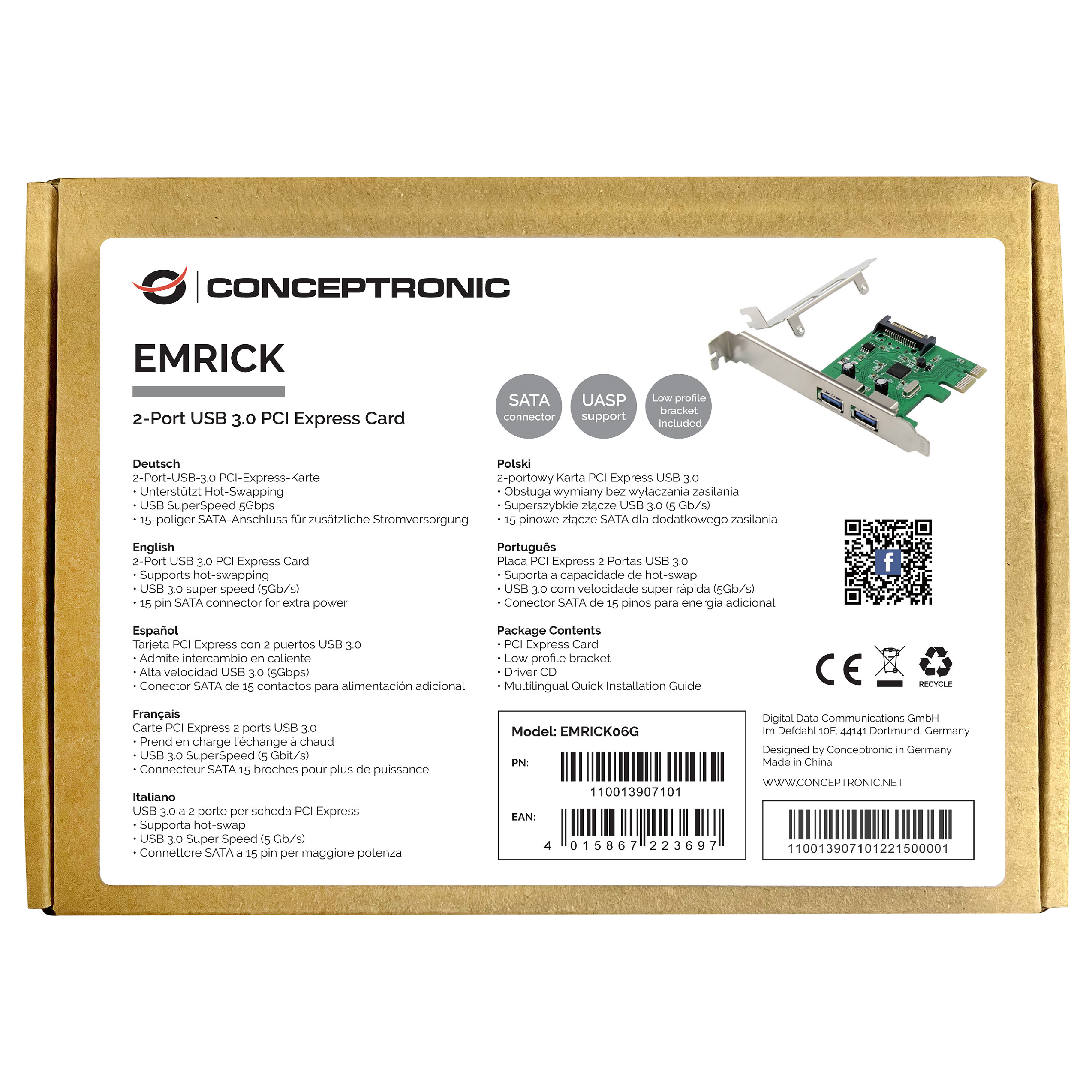 CONCEPTRONIC 1xPCIe2.0 Card 2xUSB-A3.0 5Gbps-1