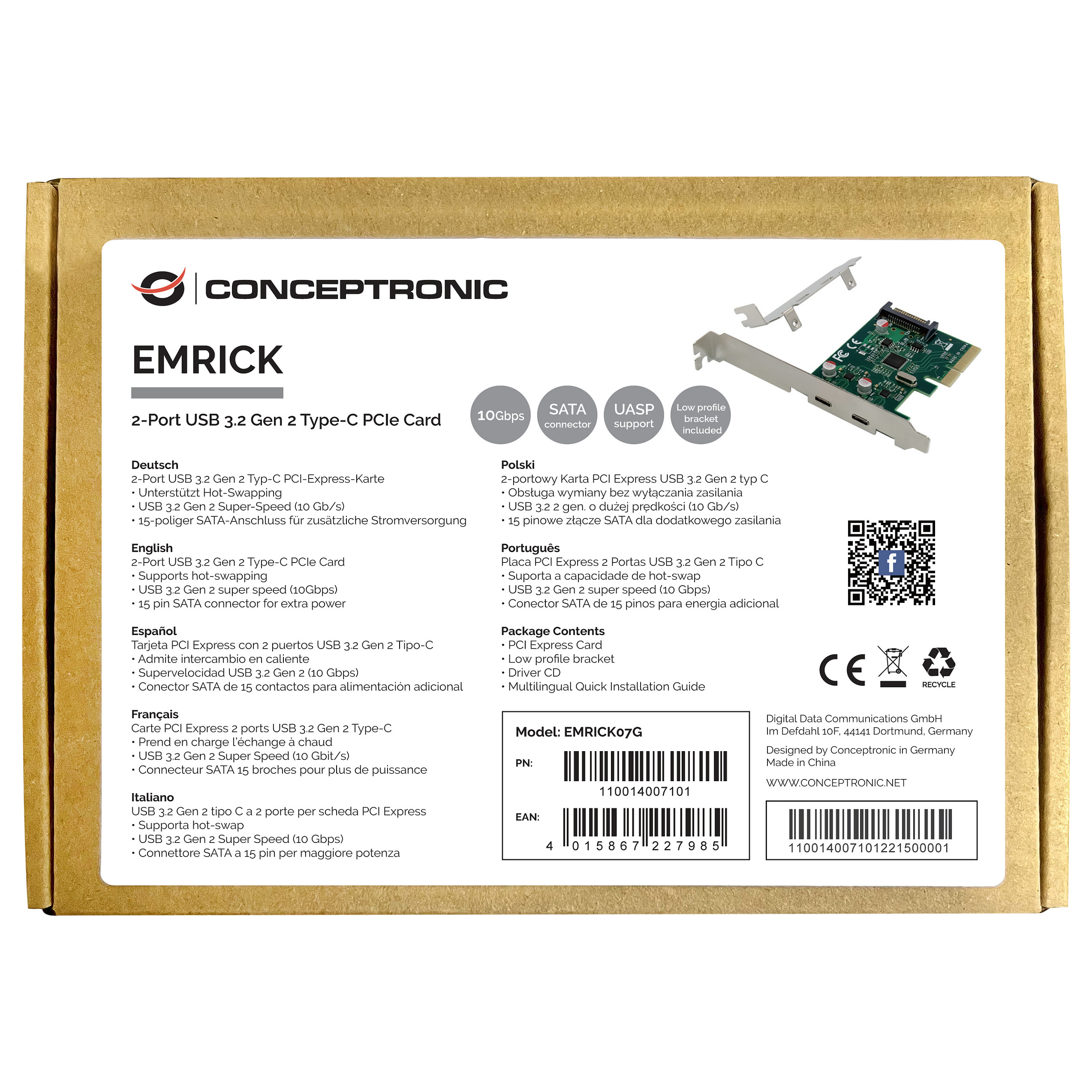 CONCEPTRONIC 4xPCIe2.0 Card 2xUSB-C3.2 Gen2 10Gbps-1