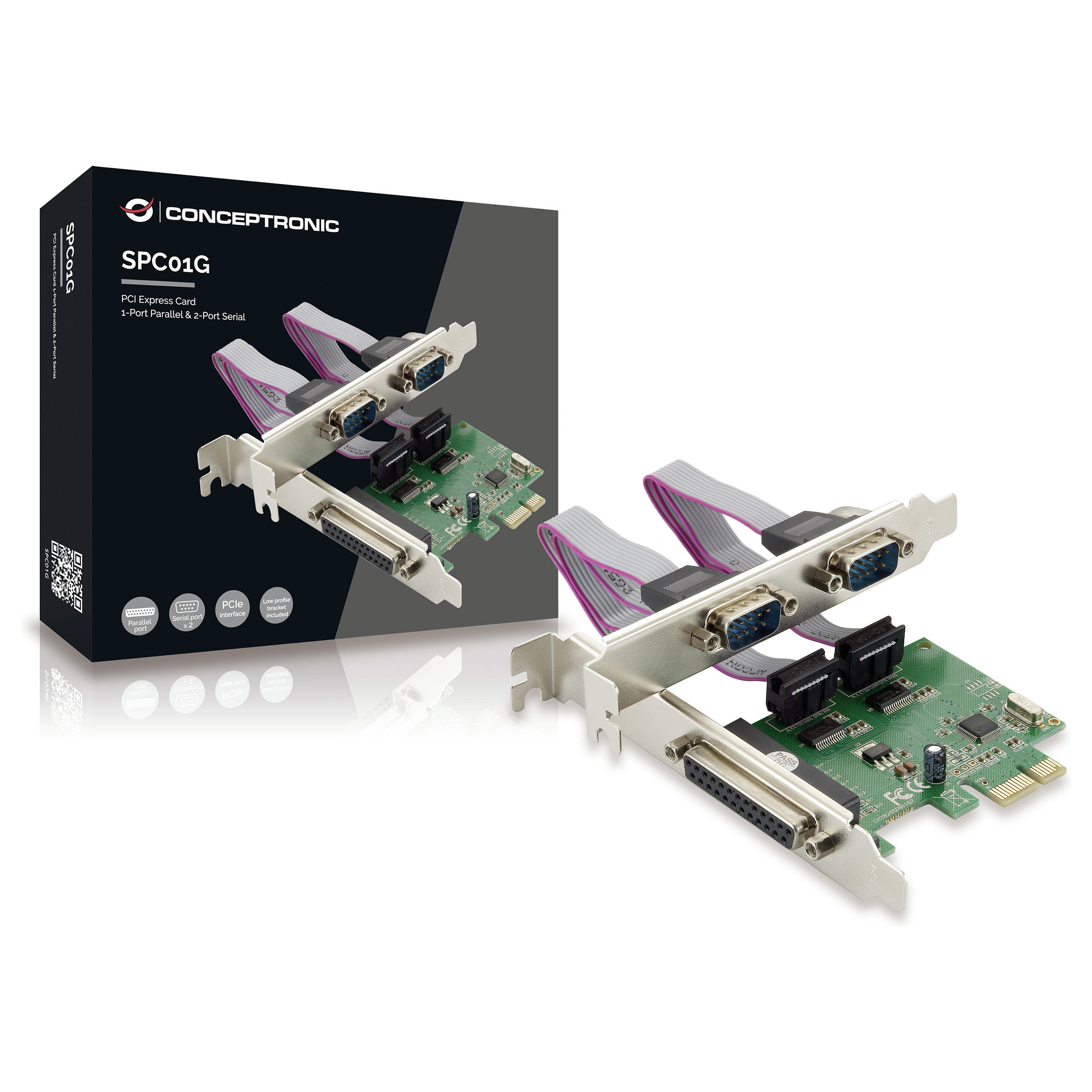 CONCEPTRONIC PCIe1x Card 2xRS232-Seri./1xParal. 2.5Gbps-1