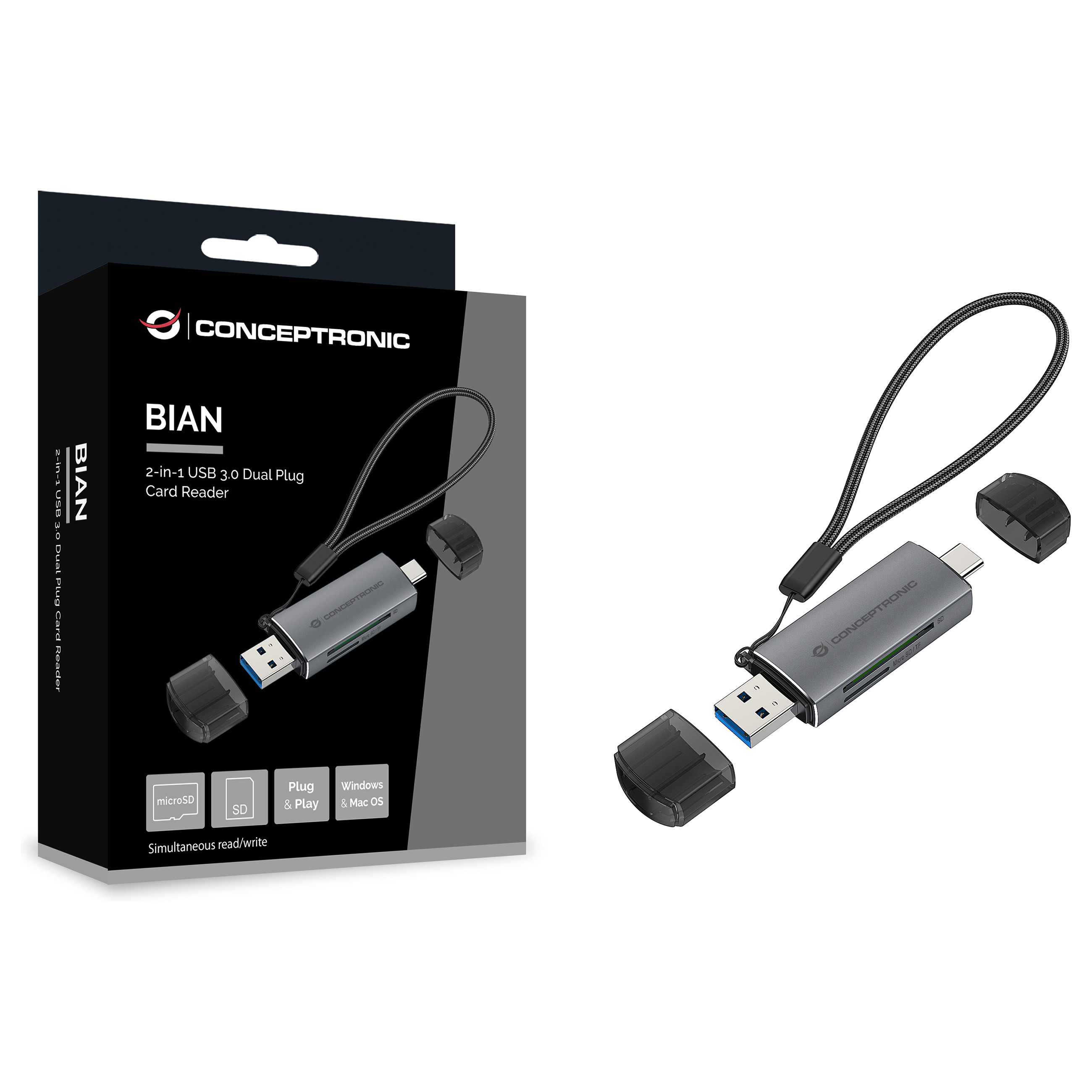 Čitač kartica CONCEPTRONIC CUSBC32TFRDR (USB-A/USB-C na Micro SD)-1