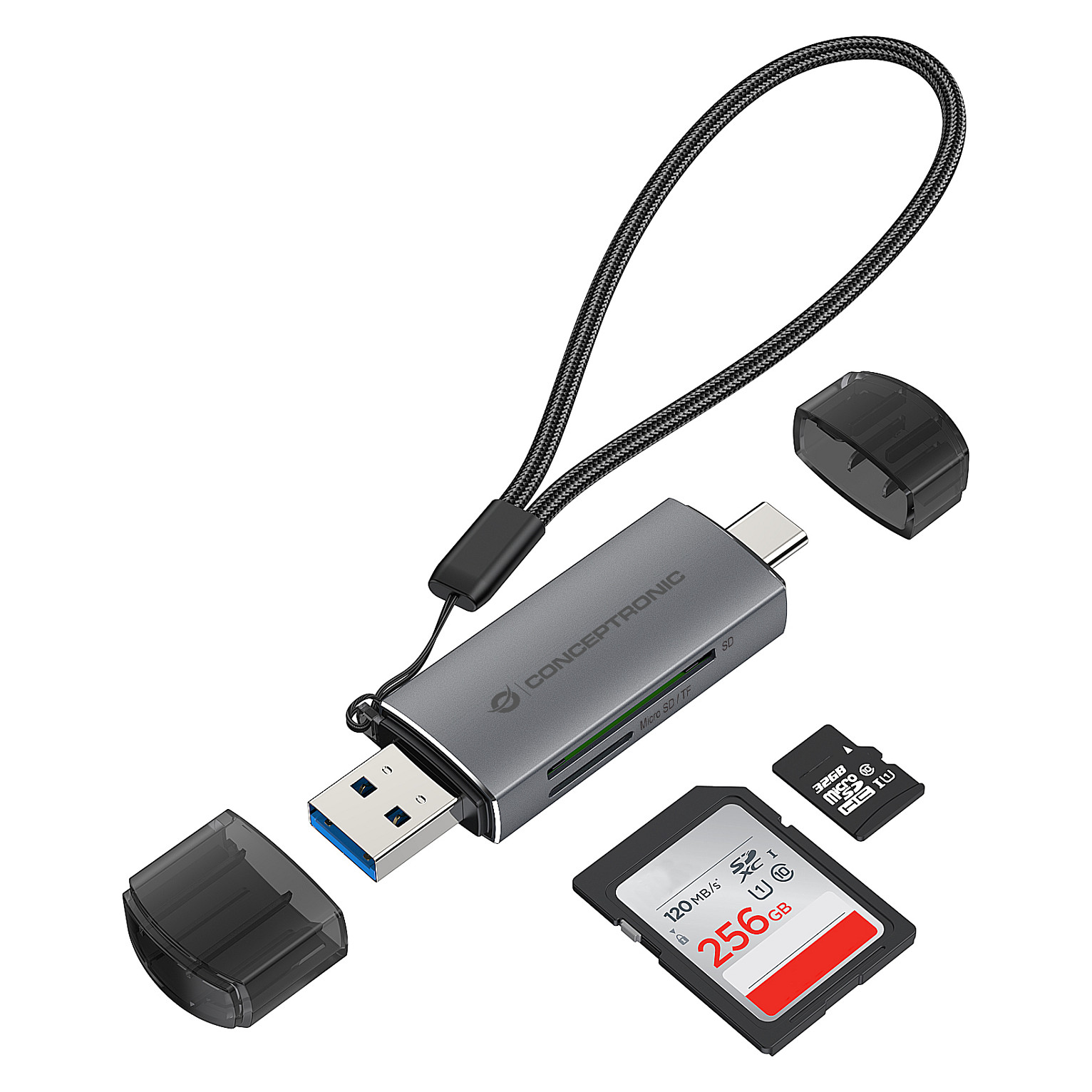 Čitač kartica CONCEPTRONIC CUSBC32TFRDR (USB-A/USB-C na Micro SD)-3