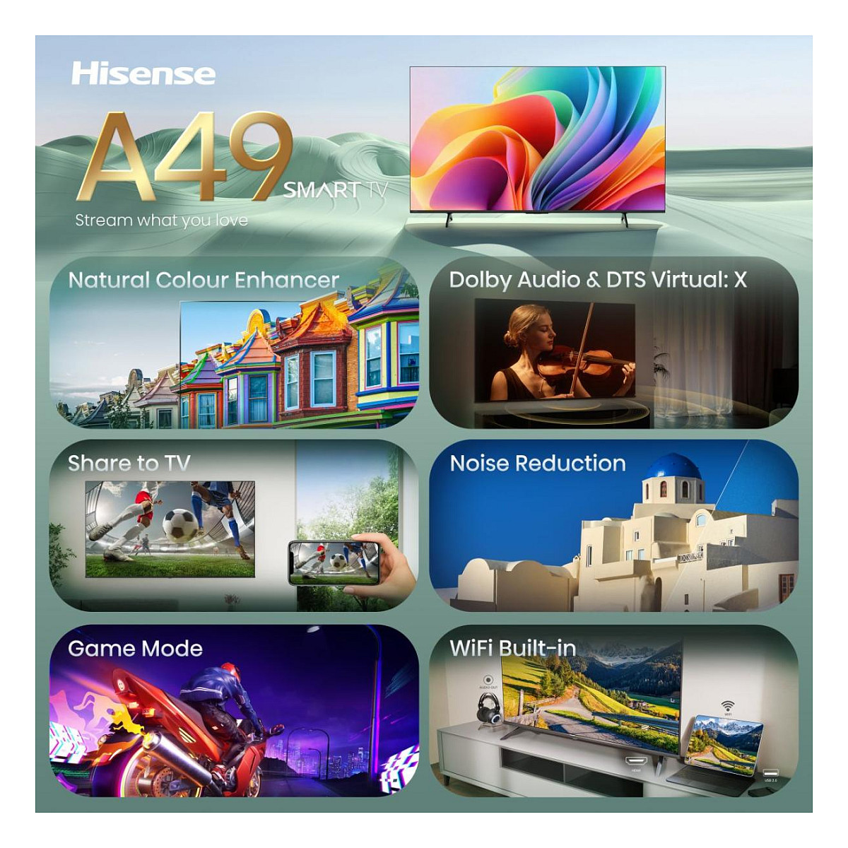 TV HISENSE 32A49S 32" (LED 80 cm, HD, VIDAA, HDR, DVB-T2/C/S2, crna boja)-2