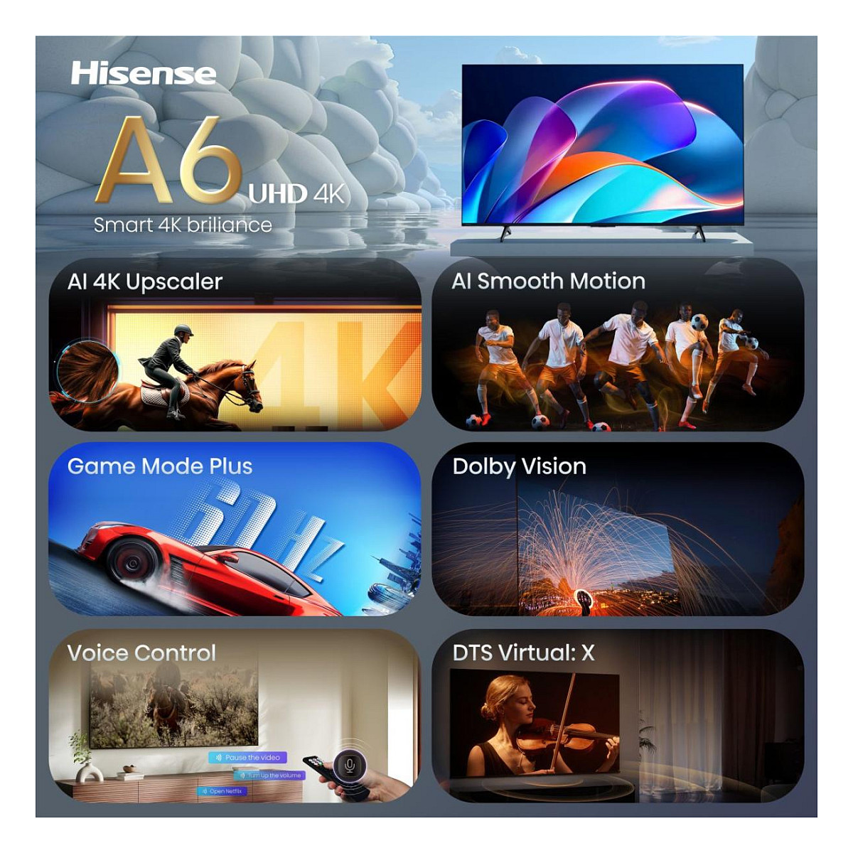 TV HISENSE 55A6S 55" (LED 139 cm, 4K UHD, VIDAA, HDR, DVB-T2/C/S2, crna boja)-2