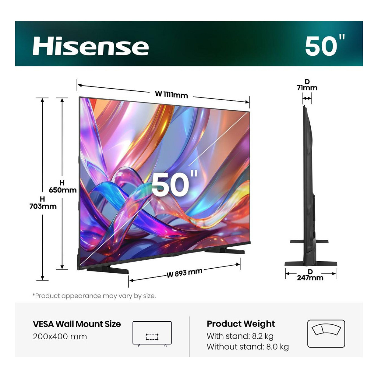 TV HISENSE 50Q7S 50" (QLED, 127 cm, 4K UHD, Smart TV, HDR, DVB-T2/C/S2, crna boja)-1
