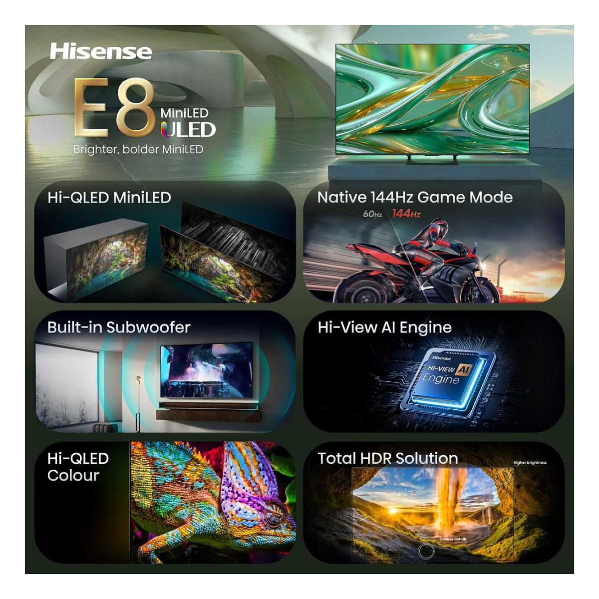 TV HISENSE 85E8S 85" (QLED 216 cm, 4K UHD, 144Hz, VIDAA, DVB-T2/C/S2, siva boja)-2