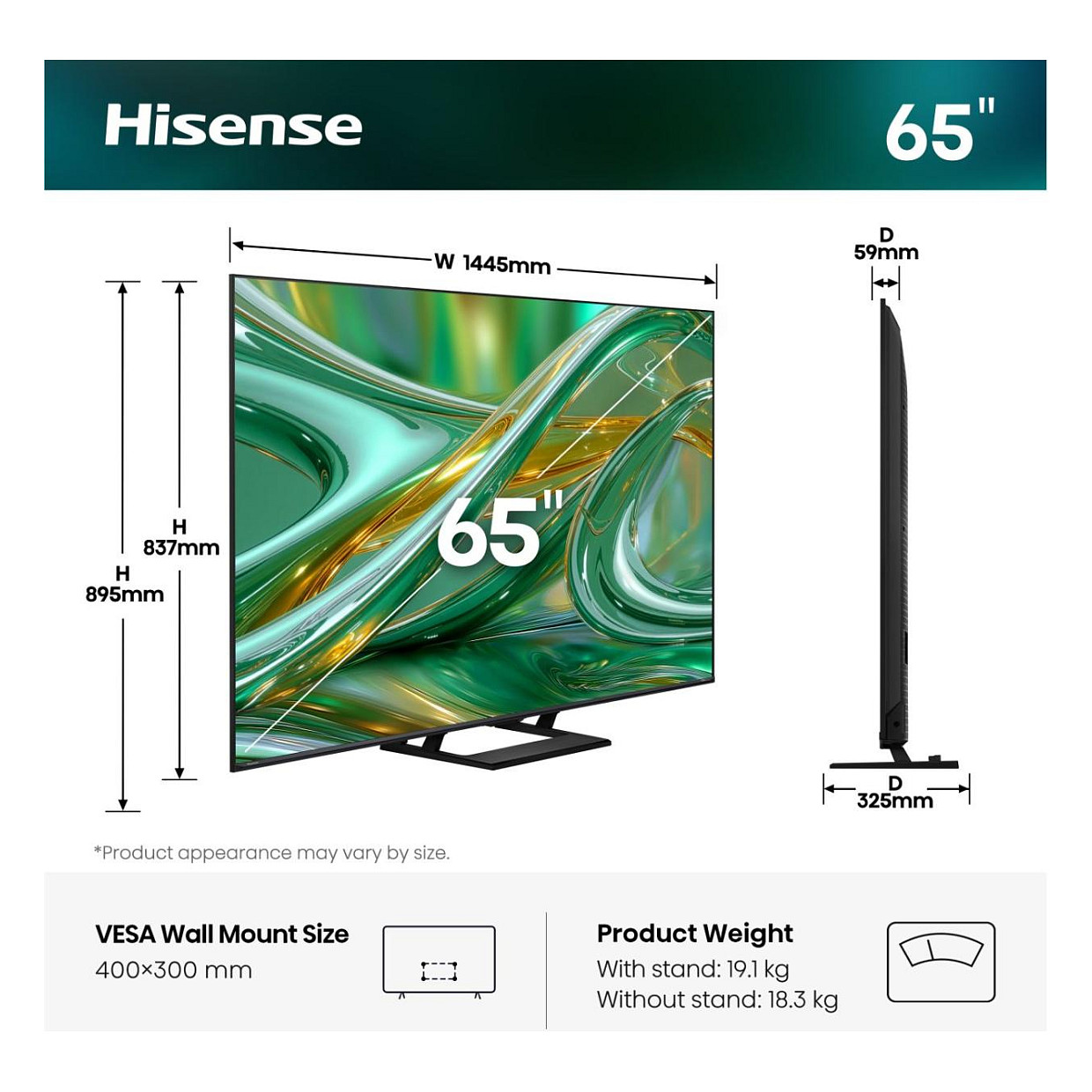 TV HISENSE 65E8S 65" (Mini LED, 165 cm, 4K UHD, VIDAA, HDR10+, Dolby Vision, DVB-T2/C/S2, siva boja)-1
