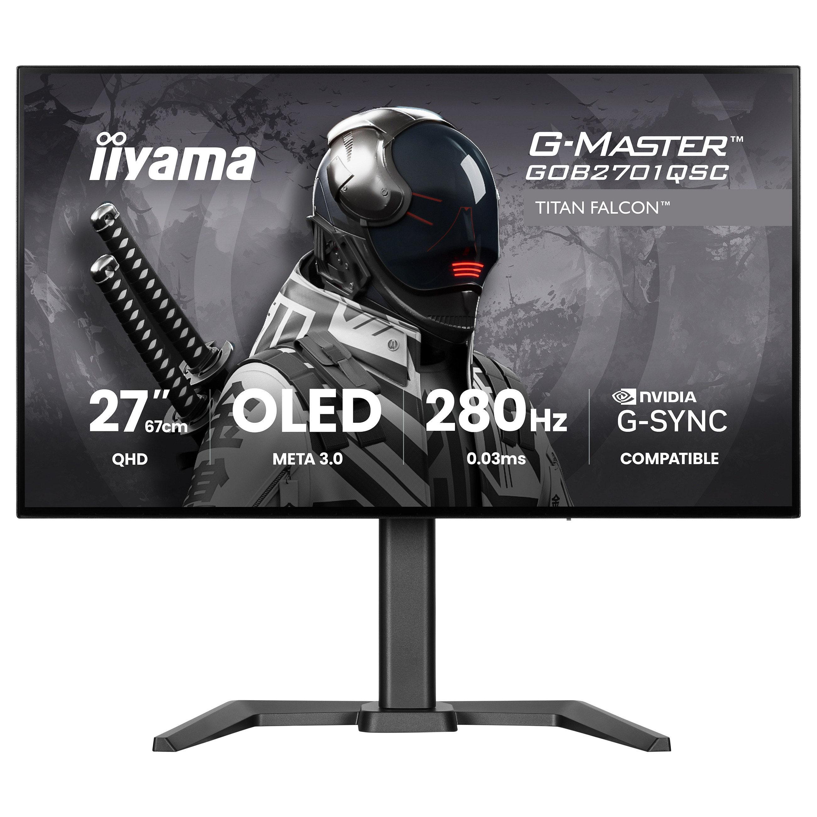 Monitor IIYAMA G-Master GOB2701QSC-B1 27" (OLED, QHD, 280Hz, 0.03ms, G-Sync kompatibilan, crna boja)