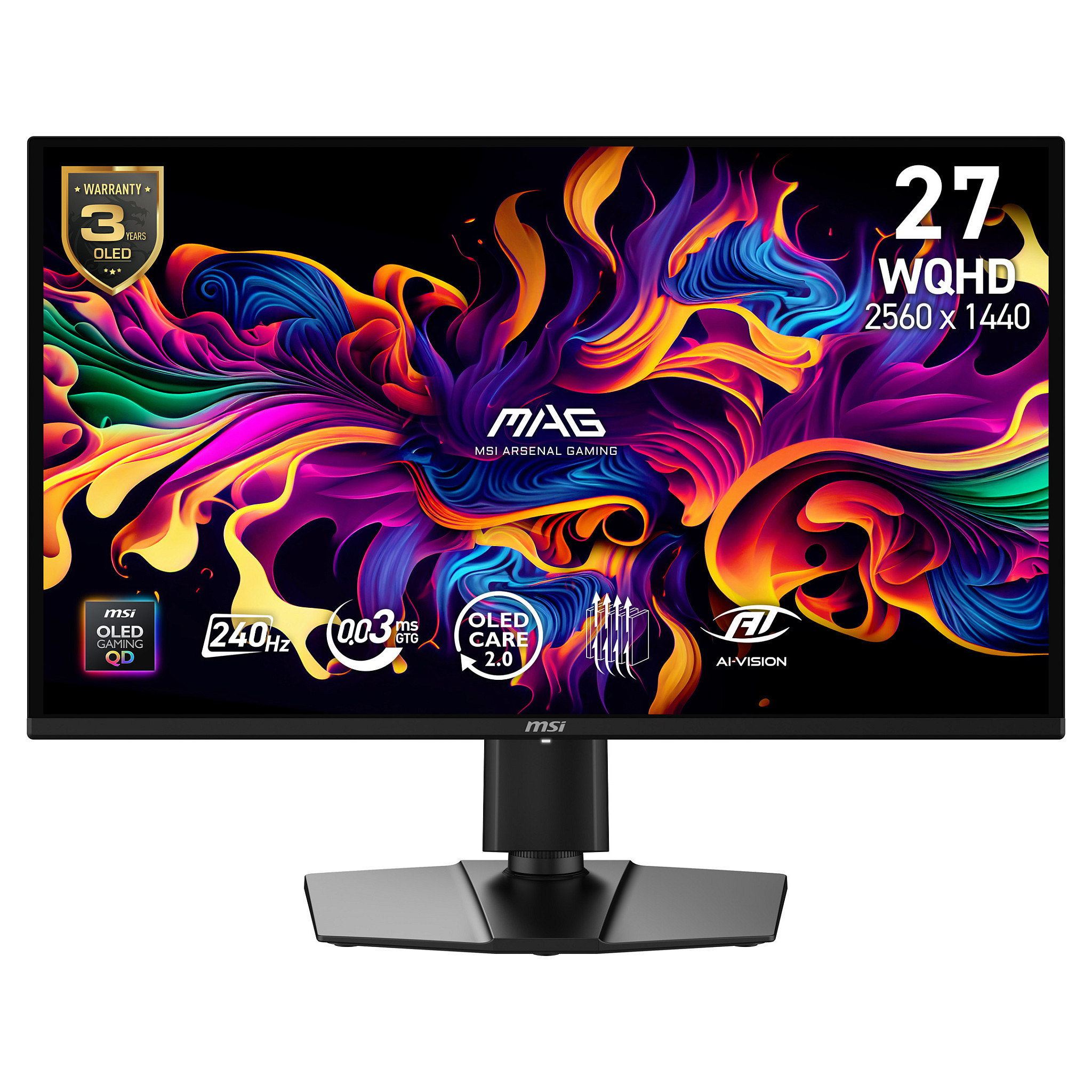 Monitor MSI MAG 274QP QD-OLED X24 27" (QD-OLED, QHD, 240Hz, 0.03ms, FreeSync Premium, crna boja)