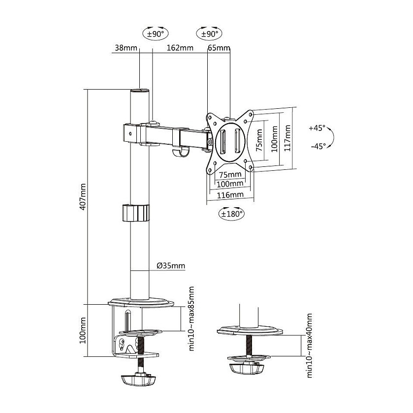 Equip Tischhalterung 17"-32"/1TFT 360Â° 9Kg schwarz retail-7