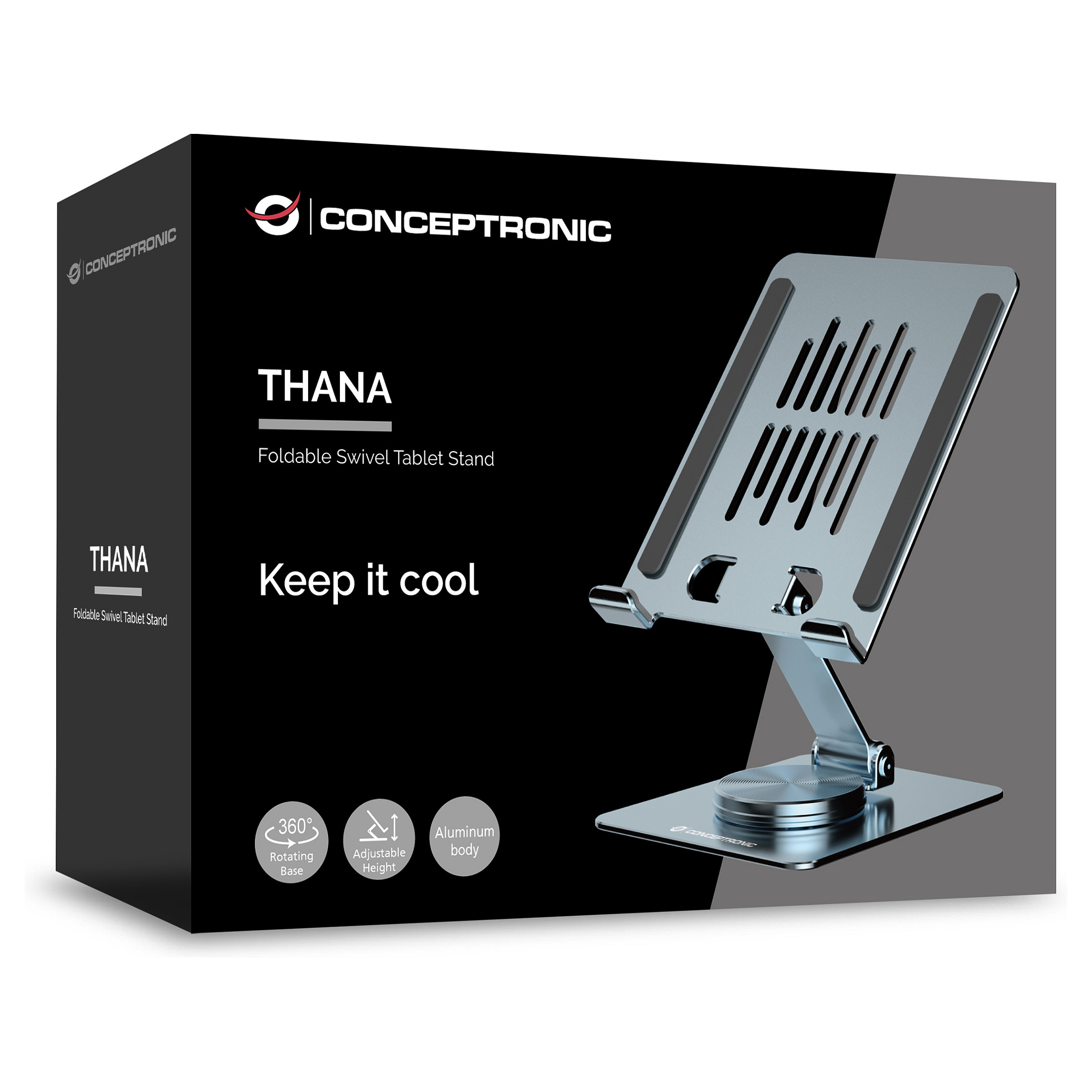 CONCEPTRONIC Tablet Halterung 360Â°/drehbar/hÃ¶henverst. grau-4