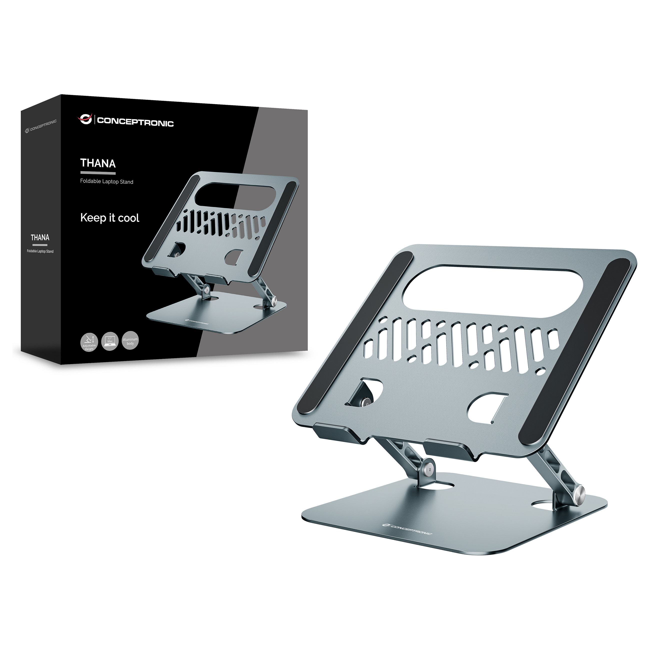 CONCEPTRONIC Laptop Halterung Faltbar/hÃ¶henverst./17" grau-4