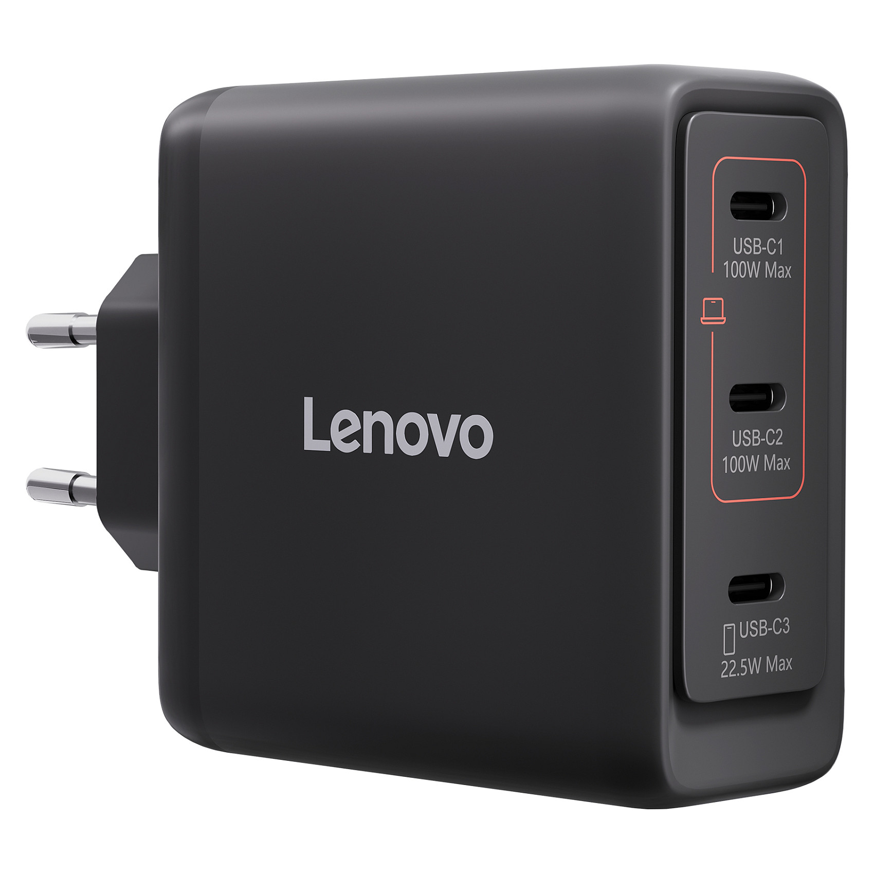 N Lenovo Multi-Port USB-C 100W GaN-LadegerÃ¤t/ Netzteil Schwarz inkl. USB-C Kabel (1,8m)-0