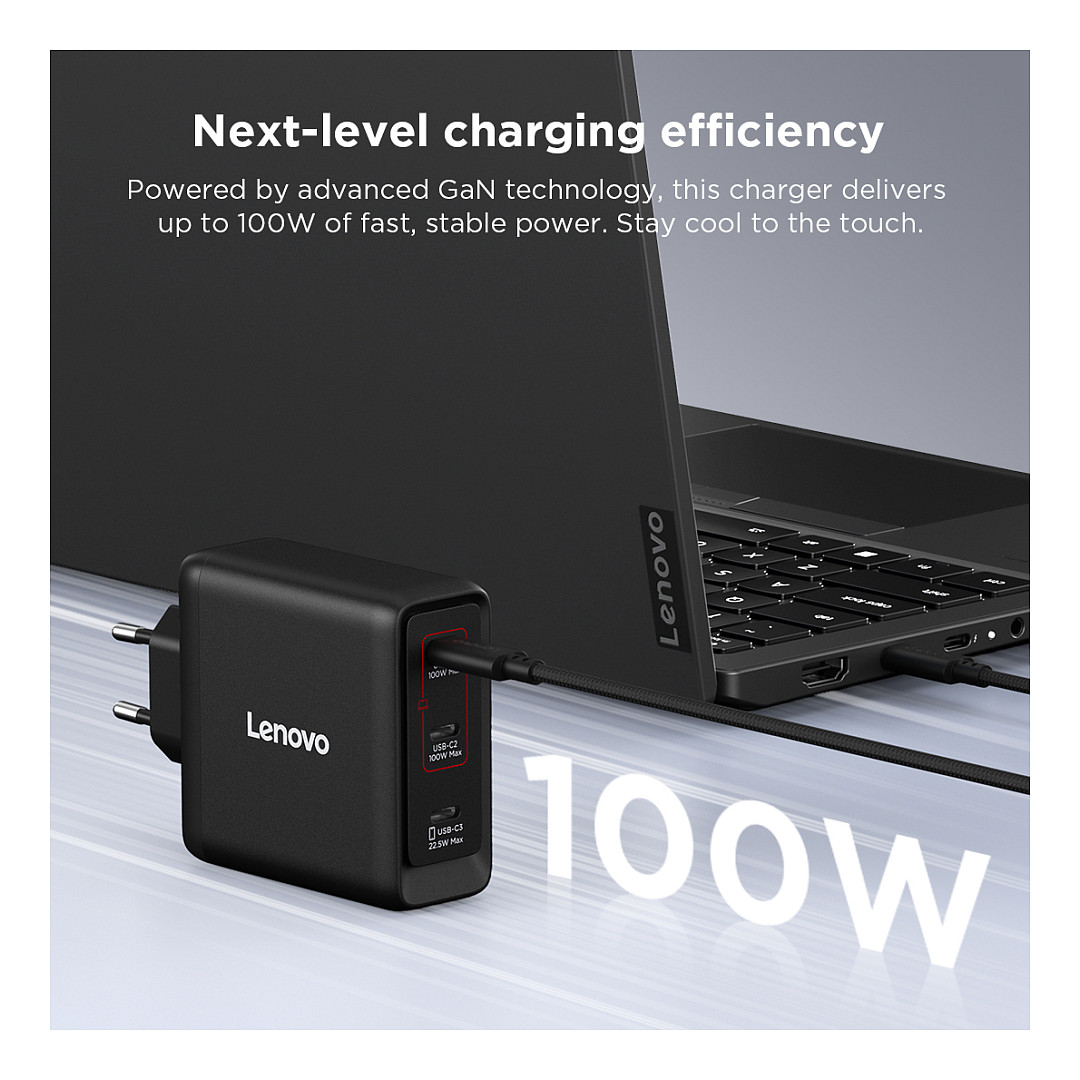 N Lenovo Multi-Port USB-C 100W GaN-LadegerÃ¤t/ Netzteil Schwarz inkl. USB-C Kabel (1,8m)-10