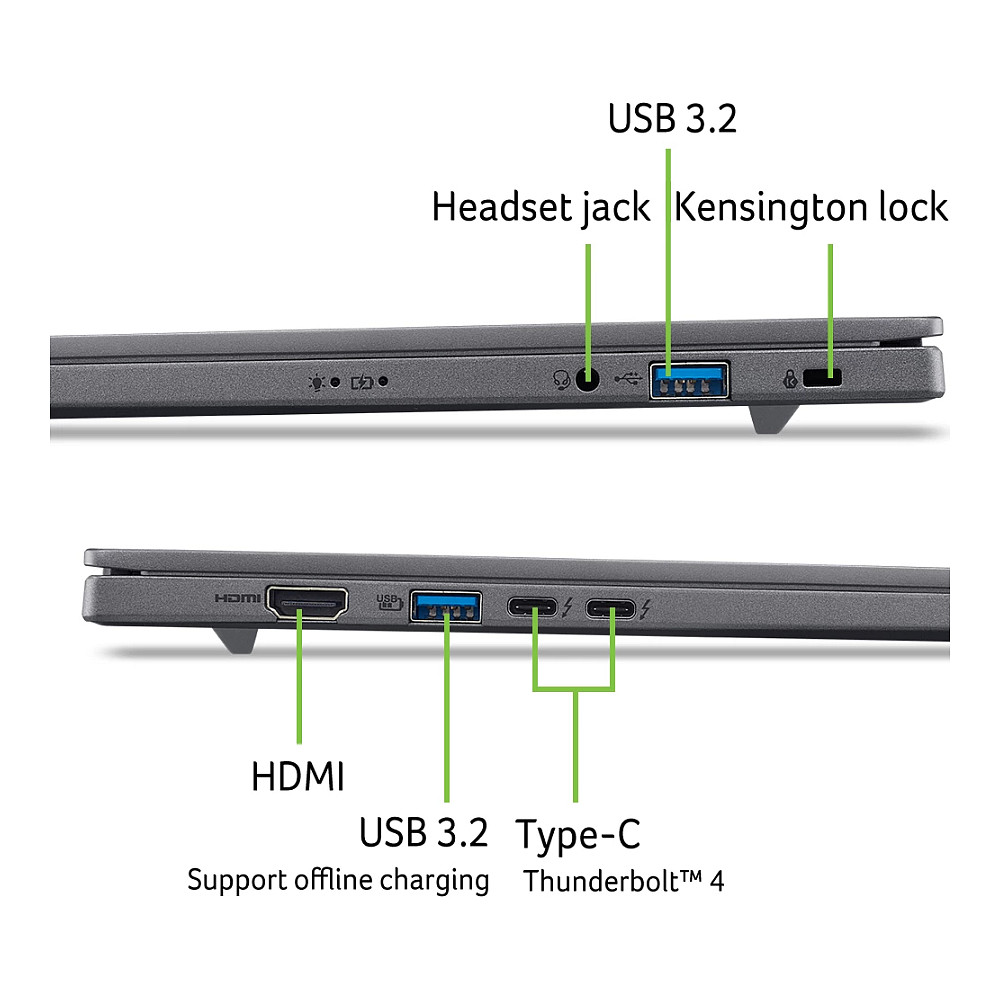 Laptop ACER Aspire 16 AI OLED (16", OLED, WUXGA, Intel Core Ultra 9 386H, 16GB, 512GB SSD, Intel Arc Graphics, Windows 11 Home, Non-HR tipkovnica, Steel Gray)-1