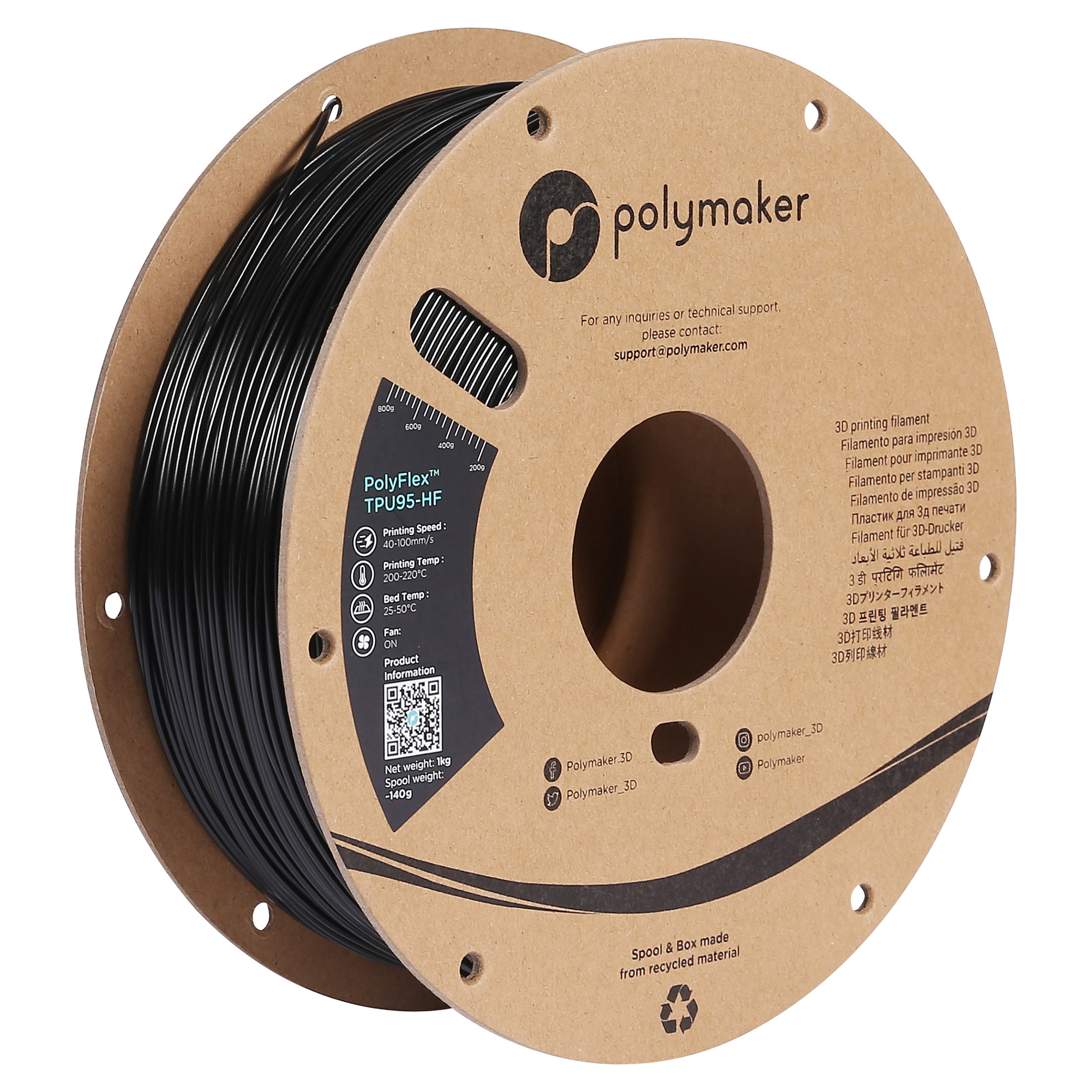 TPU-95A 1,75mm HIGH SPEED BLACK 1kg-0
