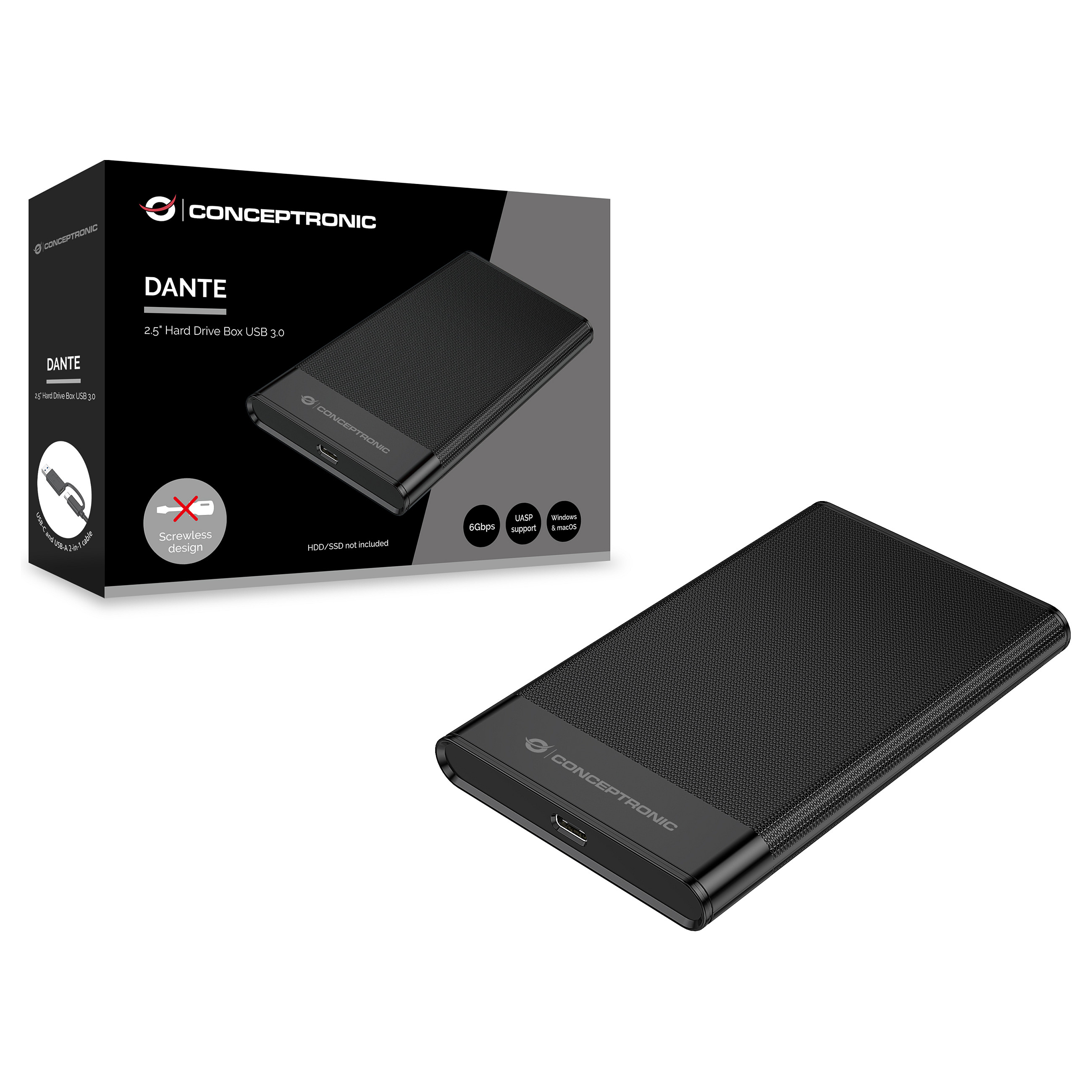 Kućište za 2.5" disk CONCEPTRONIC C25ALU3C, SATA na USB-C 3.1, crna boja-4