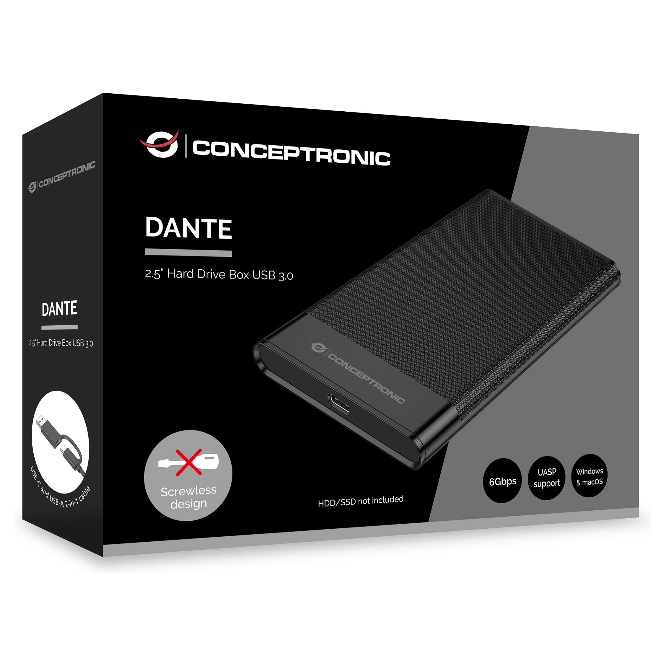 Kućište za 2.5" disk CONCEPTRONIC C25ALU3C, SATA na USB-C 3.1, crna boja-5