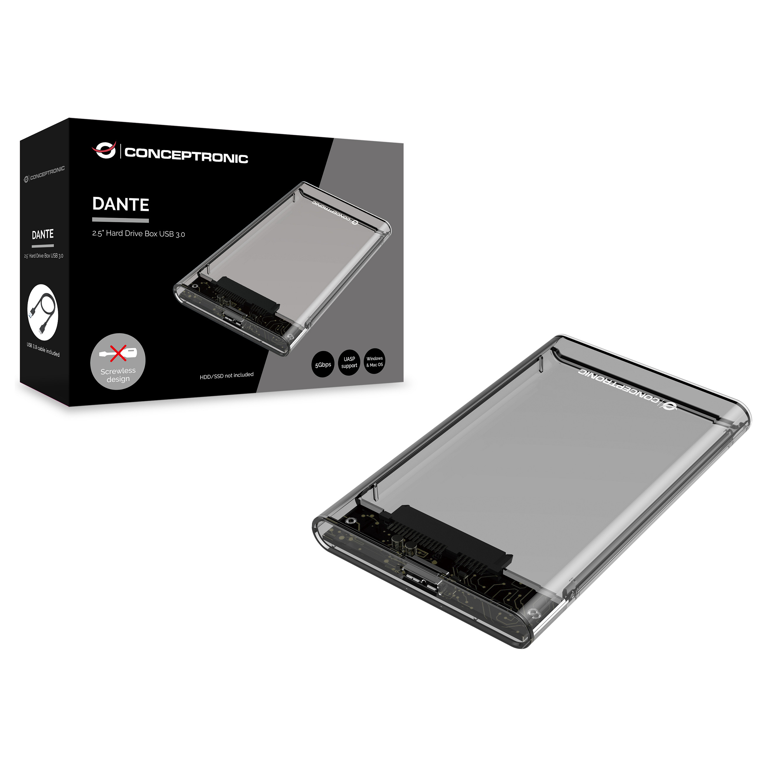 Kućište za disk CONCEPTRONIC 2.5" SATA na USB 3.0 prozirno (CHDD25UTR)-1