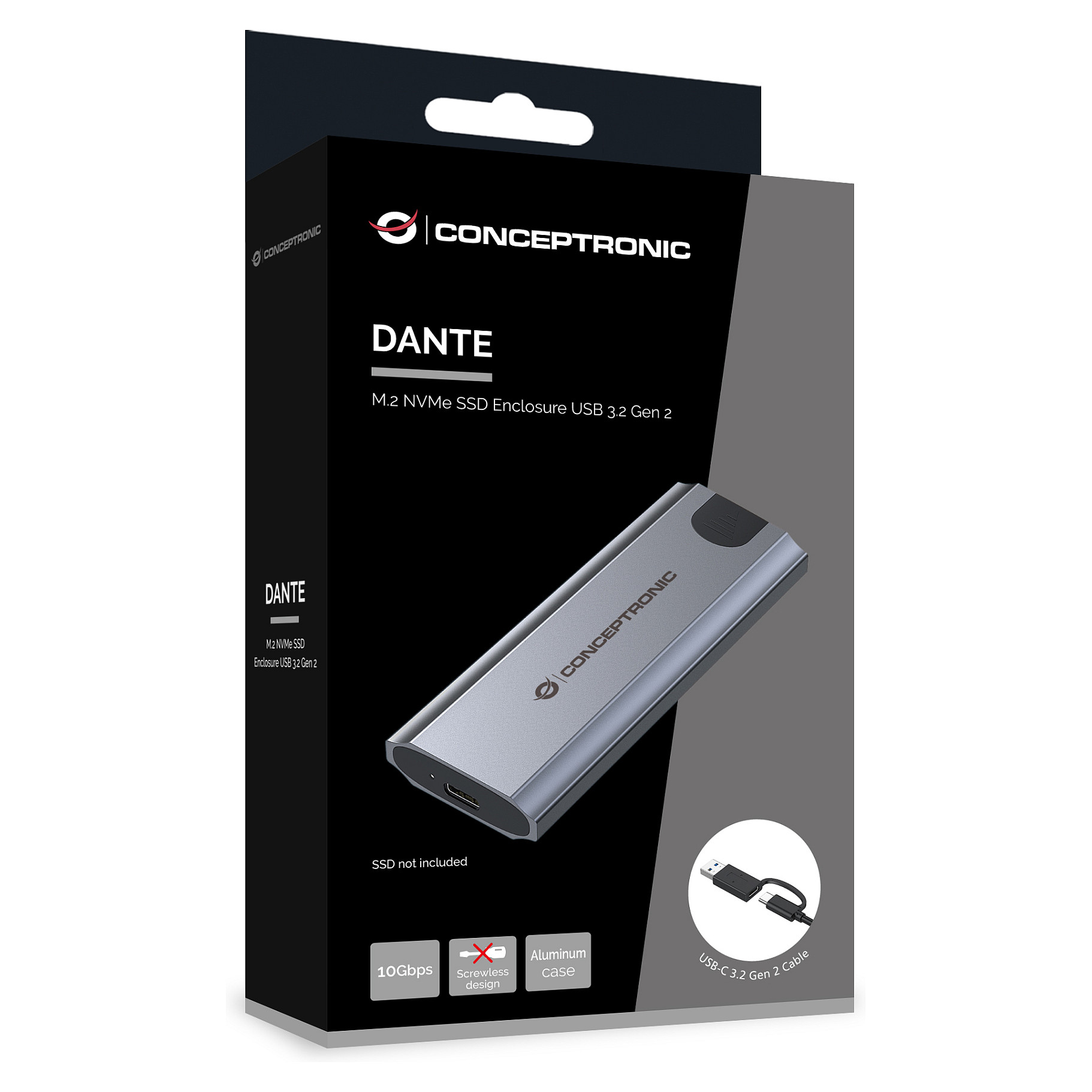 Kućište za M.2 NVMe SSD CONCEPTRONIC C08-118, USB-C 3.2 Gen 2, siva boja-5