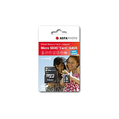 Card AgfaPhoto MicroSDXC UHS-I 64GB High Speed Class 10 U1 + Adapter