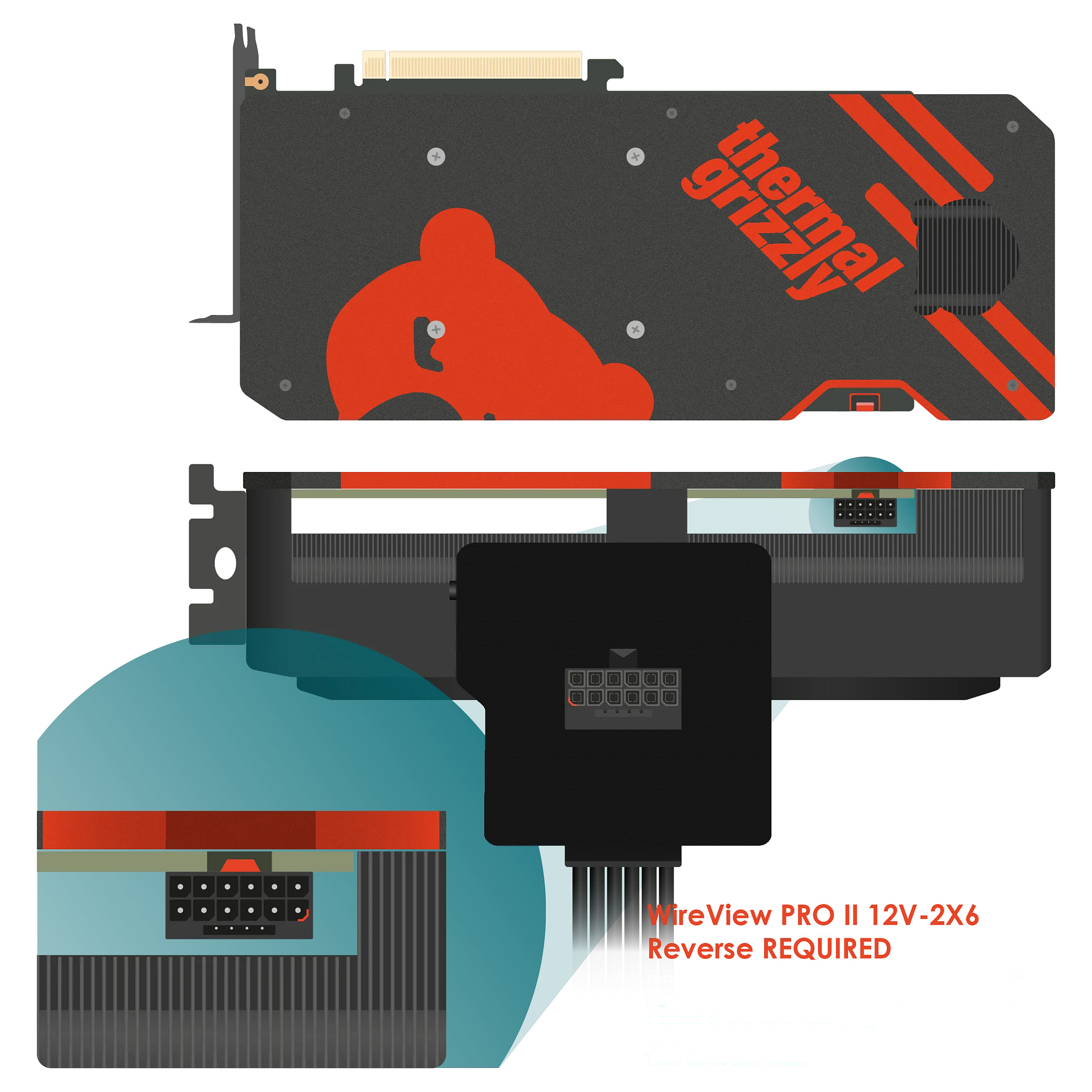 THERMAL GRIZZLY WireView Pro II mjerač snage za GPU (12V-2x6, obrnuti, crna boja)-5