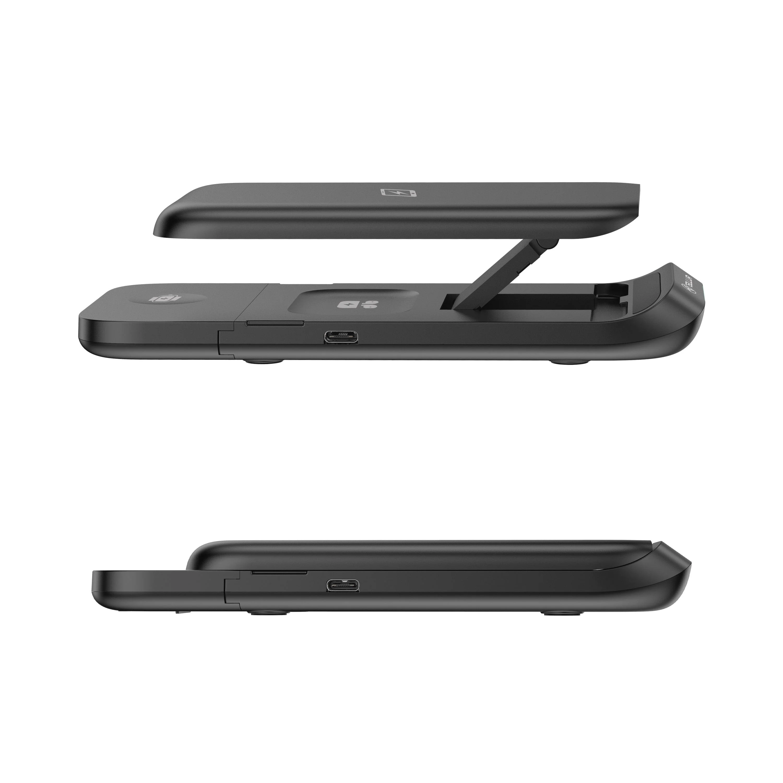 TELLUR 3-in-1 Qi Wireless Desk Charger, 15W, Qi Certified, Foldable, Black-1