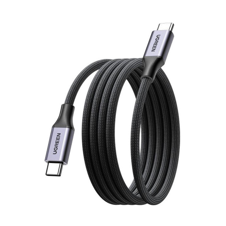 Kabel UGREEN L537, USB C (M) na USB C (M), magnetni, pleteni, 1m, crni