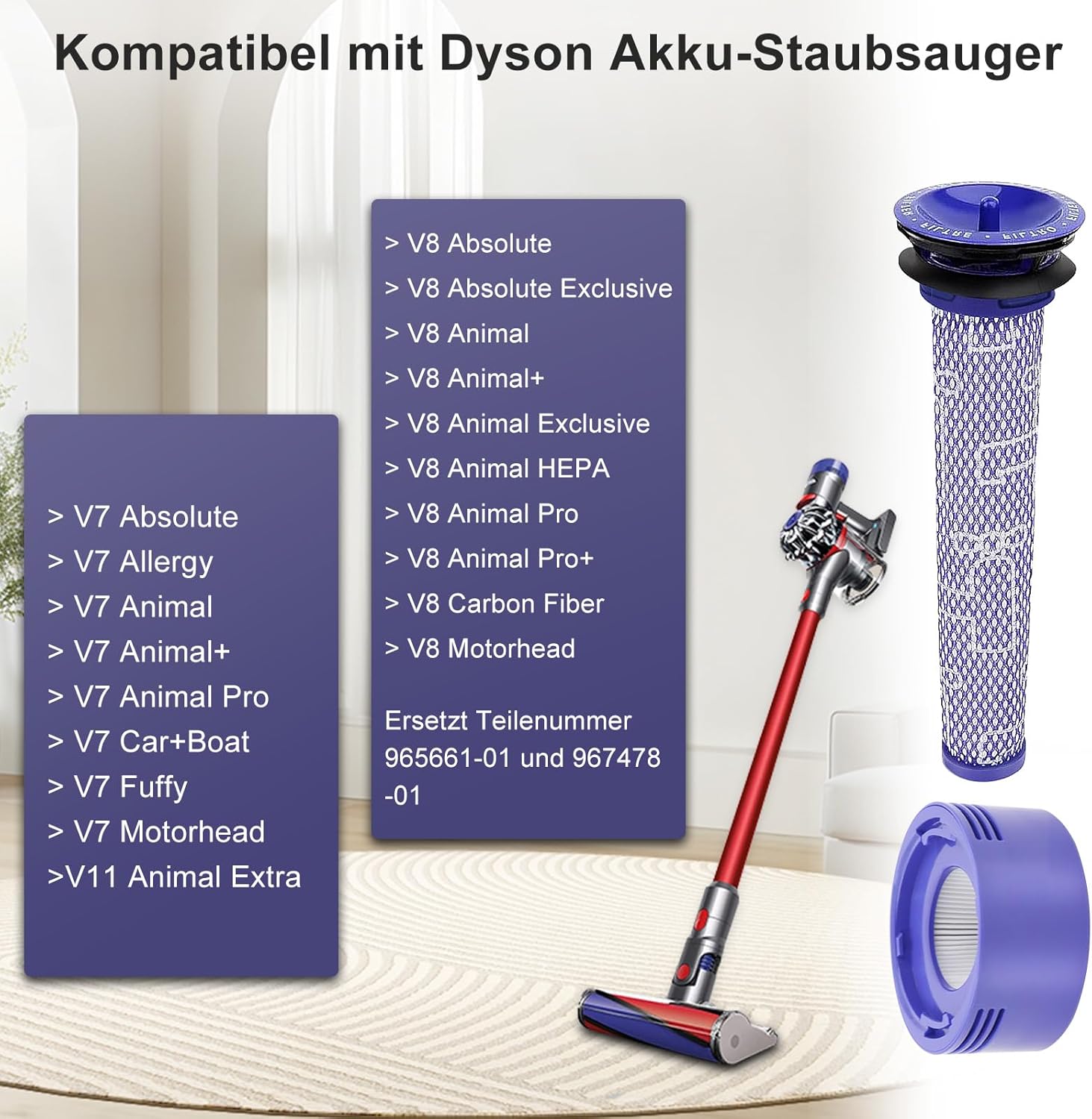 Zamjenski set filtera za Dyson V7 i V8 Animal, Absolute, Motorhead – Set 3 HEPA + 3 Predfiltera (967478-01)-1