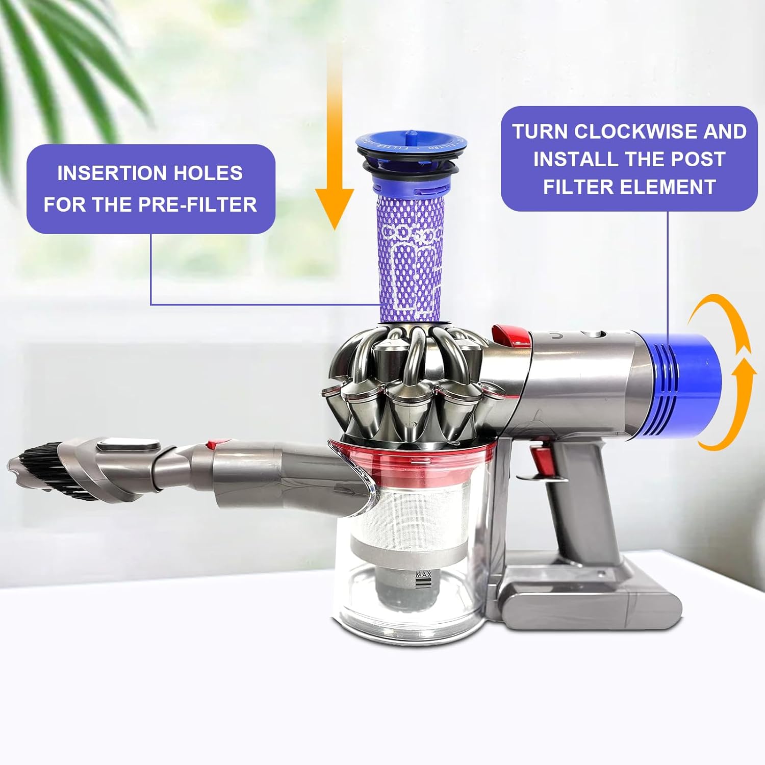 Zamjenski set filtera za Dyson V7 i V8 Animal, Absolute – Set 3 Hepa + 2 predfiltera (965661-01, 967478-01)-5