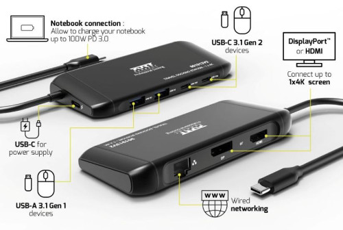 Port docking travel  USB-C,1x4K ili 2xFHD, do 100W-0