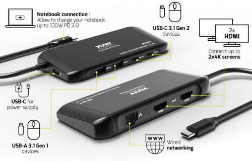 Port docking travel  USB-C,1x4K ili 2xFHD, do 100W-0