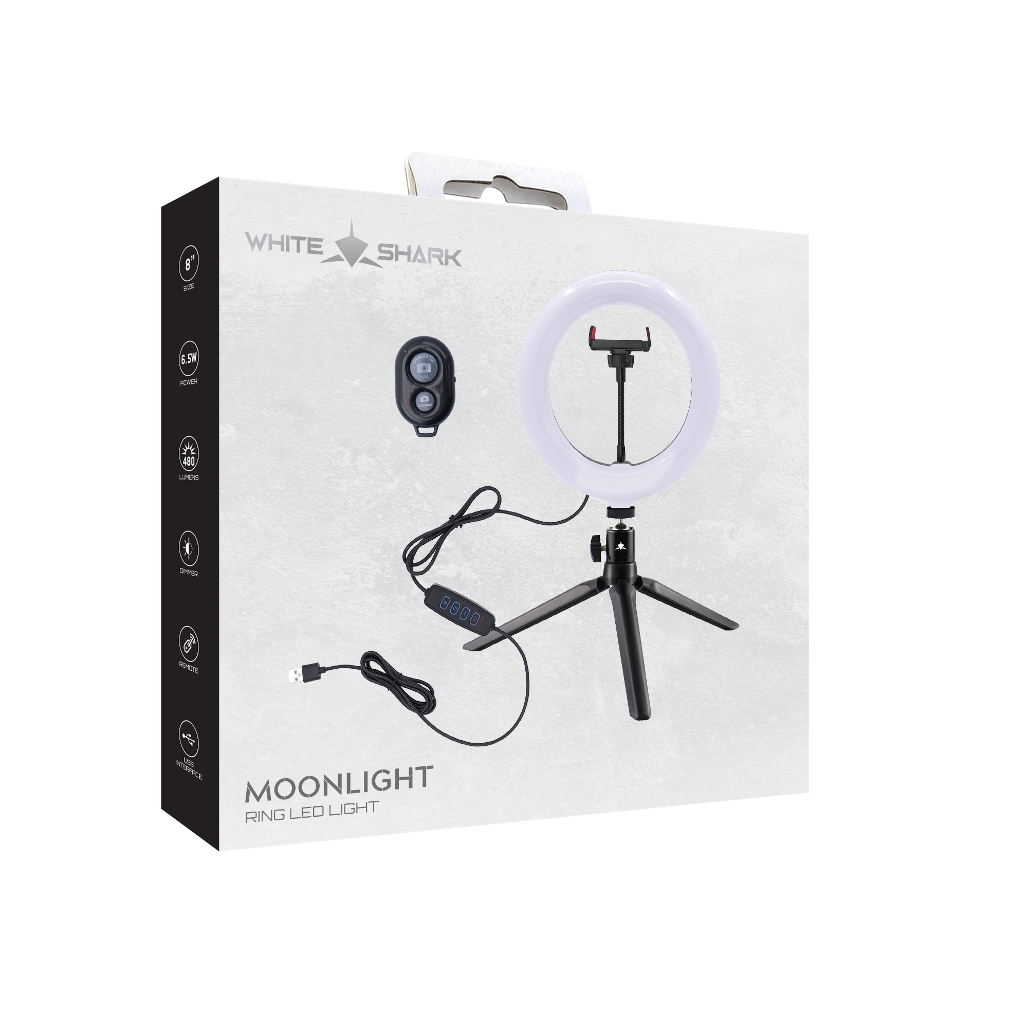 White Shark RING LED LIGHT RL-08 MOONLIGHT-2 - 21 cm-6